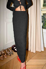 Nessa Bubble Maxi Skirt — Black