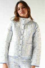 Amelia Quilted Convertible Jacket — Blue Toile