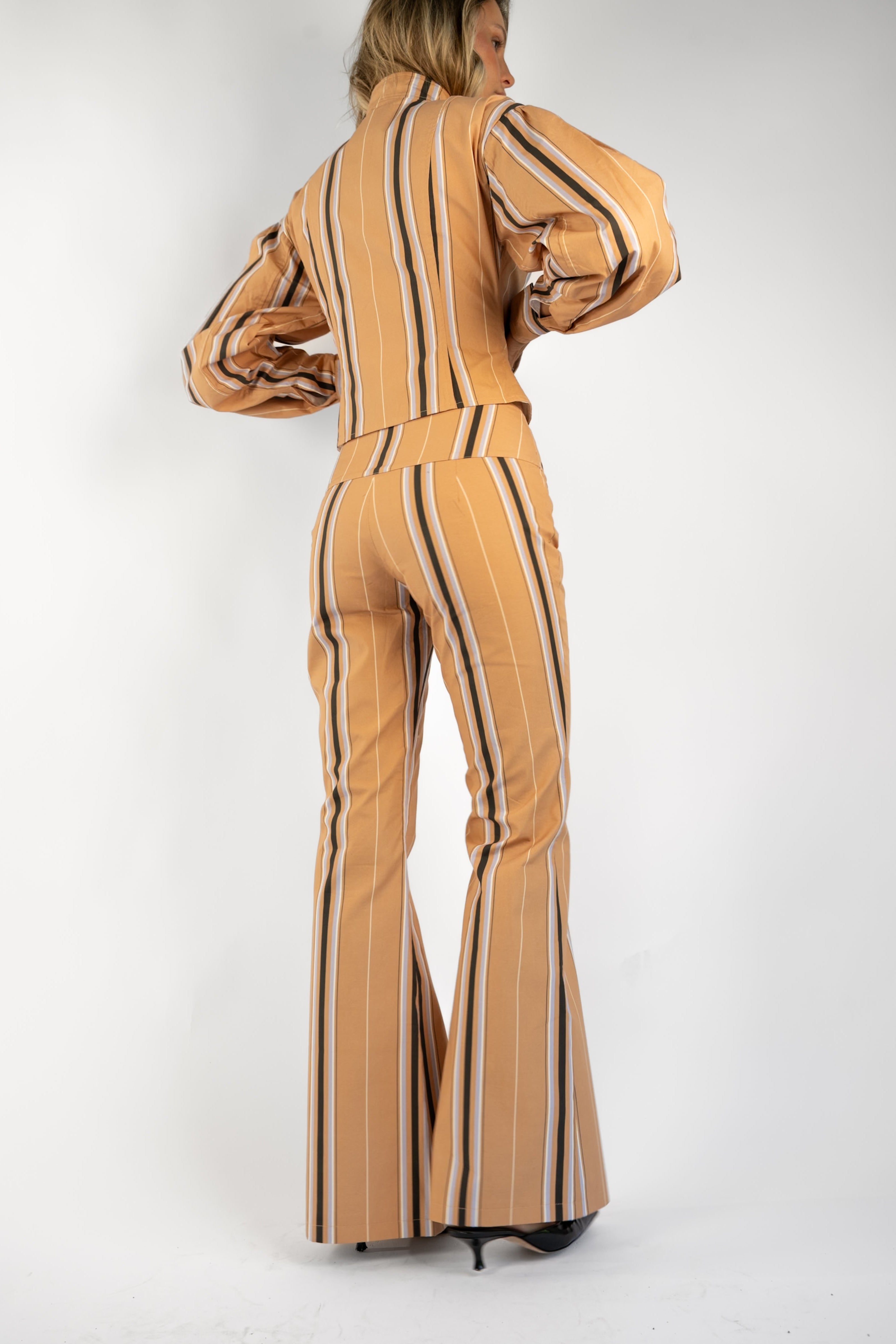 Tilly Cotton Trouser — Camel Striped