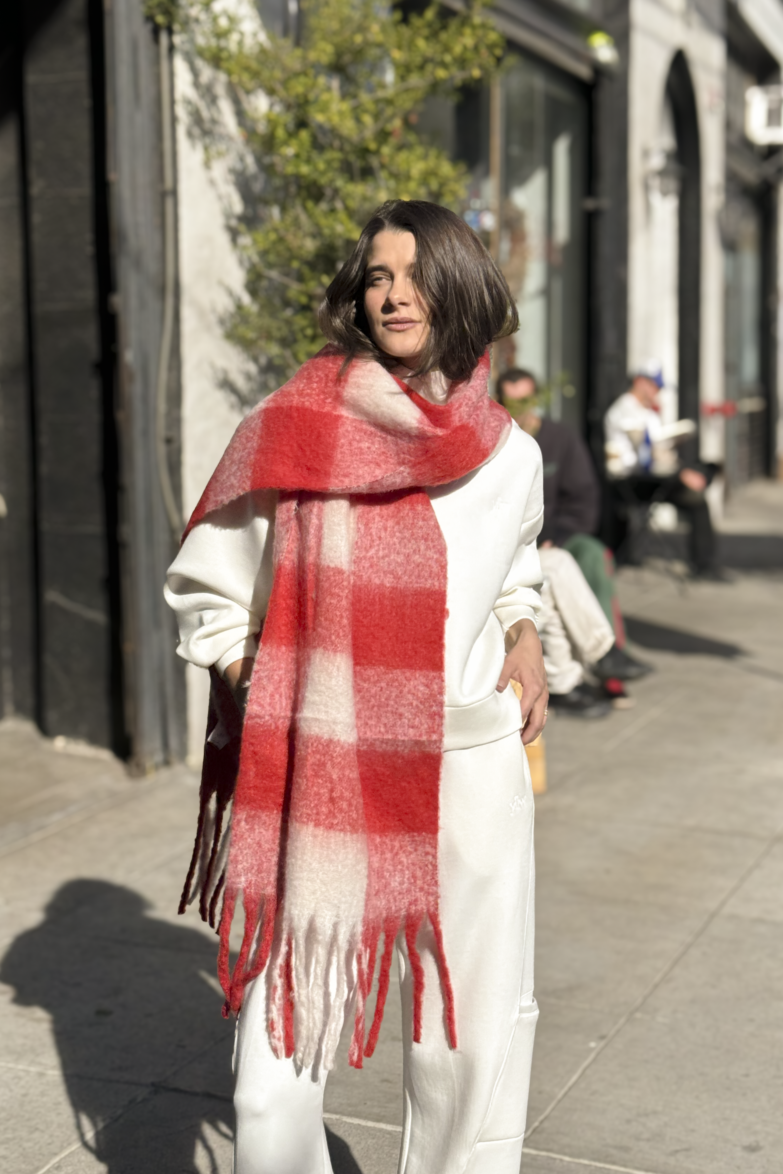 Leah Oversized Blanket Scarf — Red