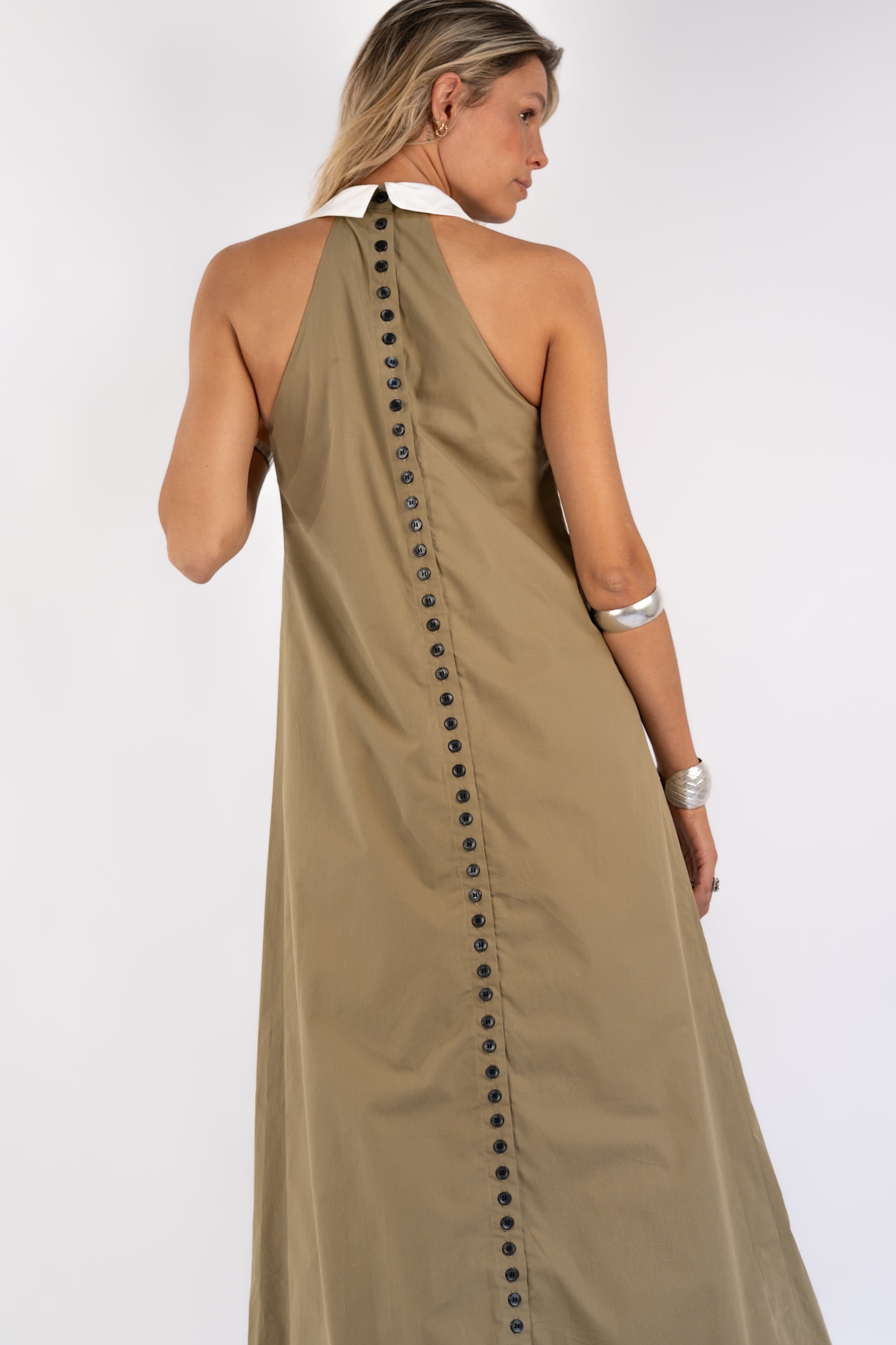 Reilly Cotton Poplin Dress — Olive