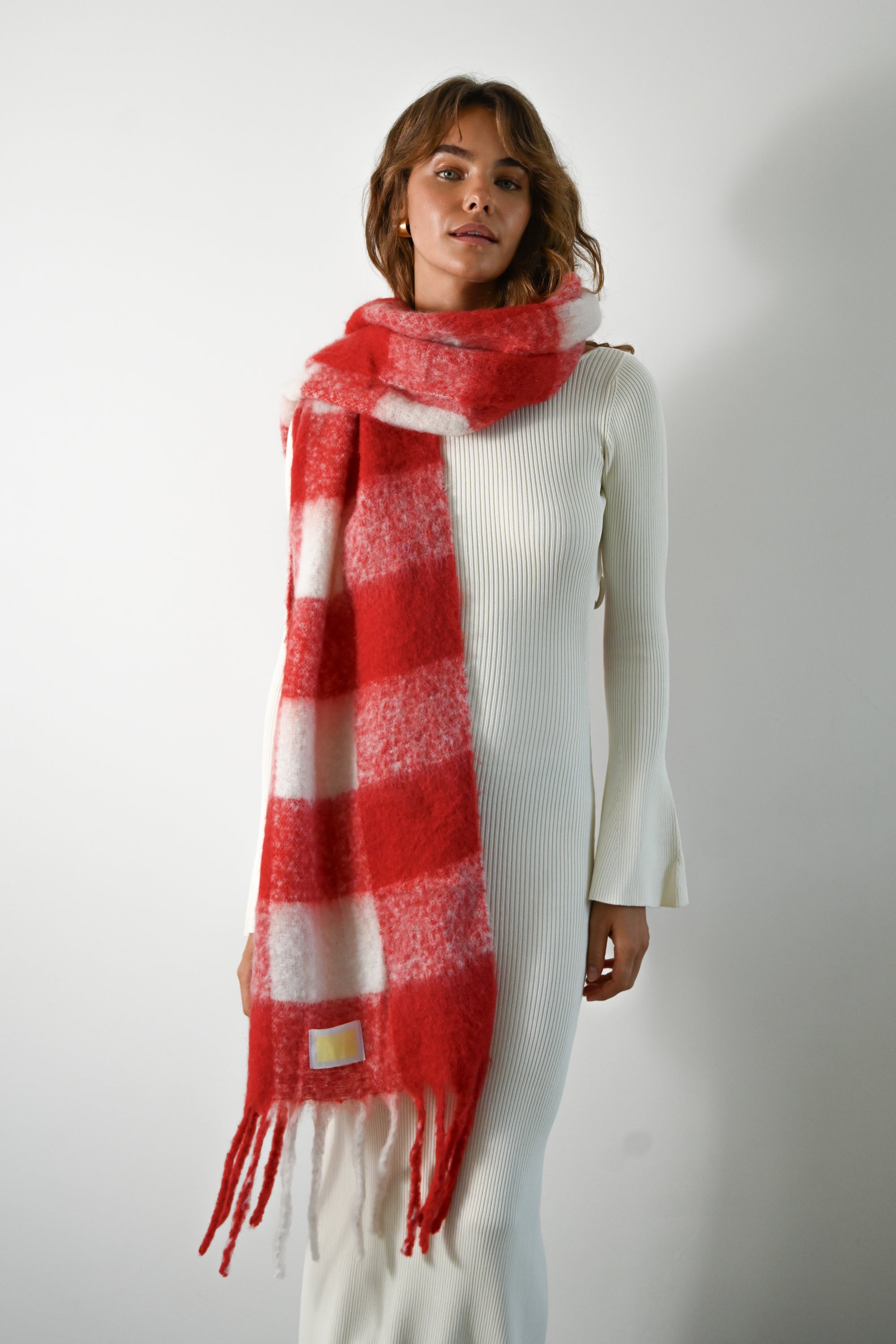 Leah oversized deken sjaal - rood