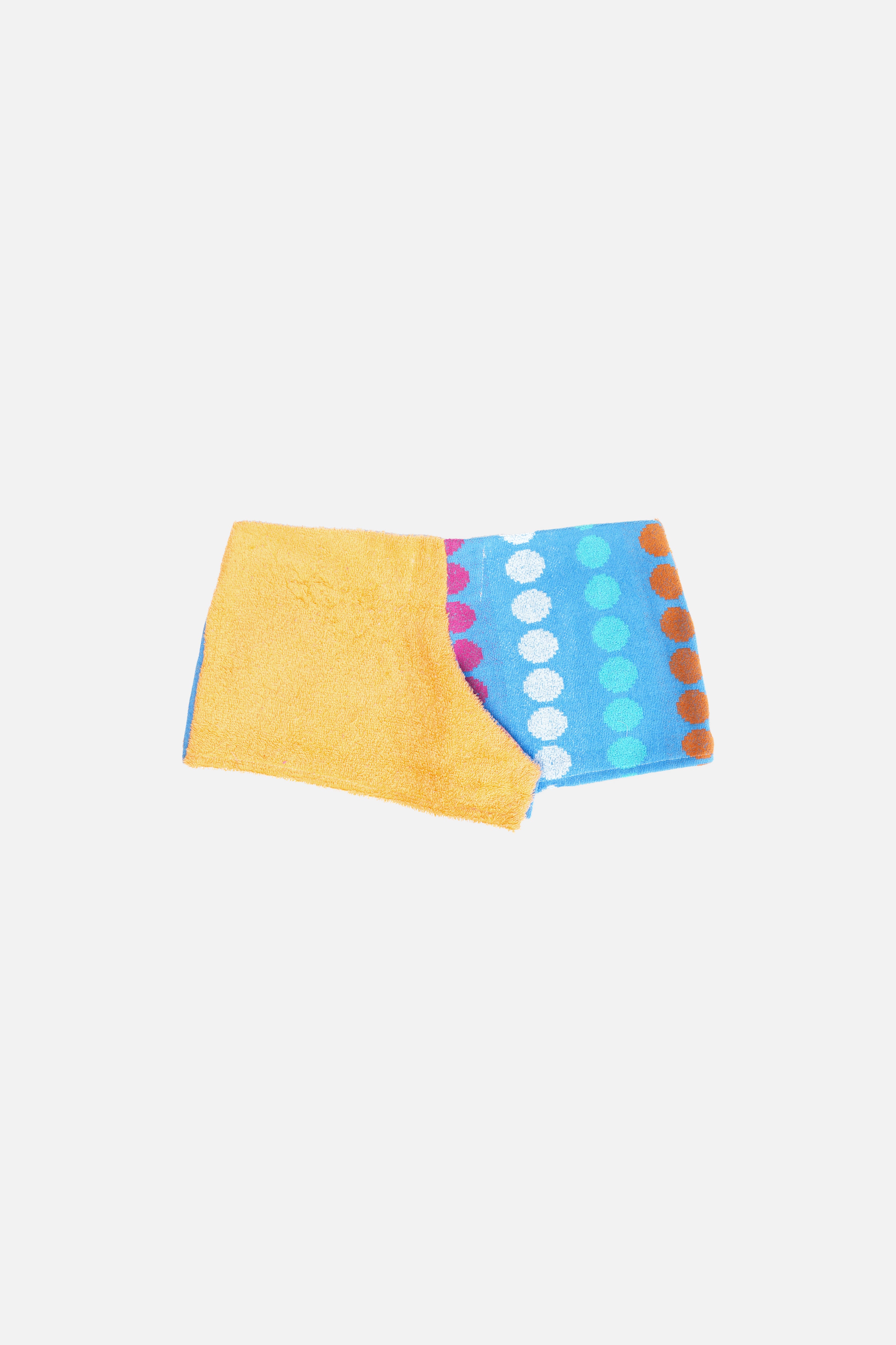 Towel Upcycled Mini Shorts — Colorblock Dot