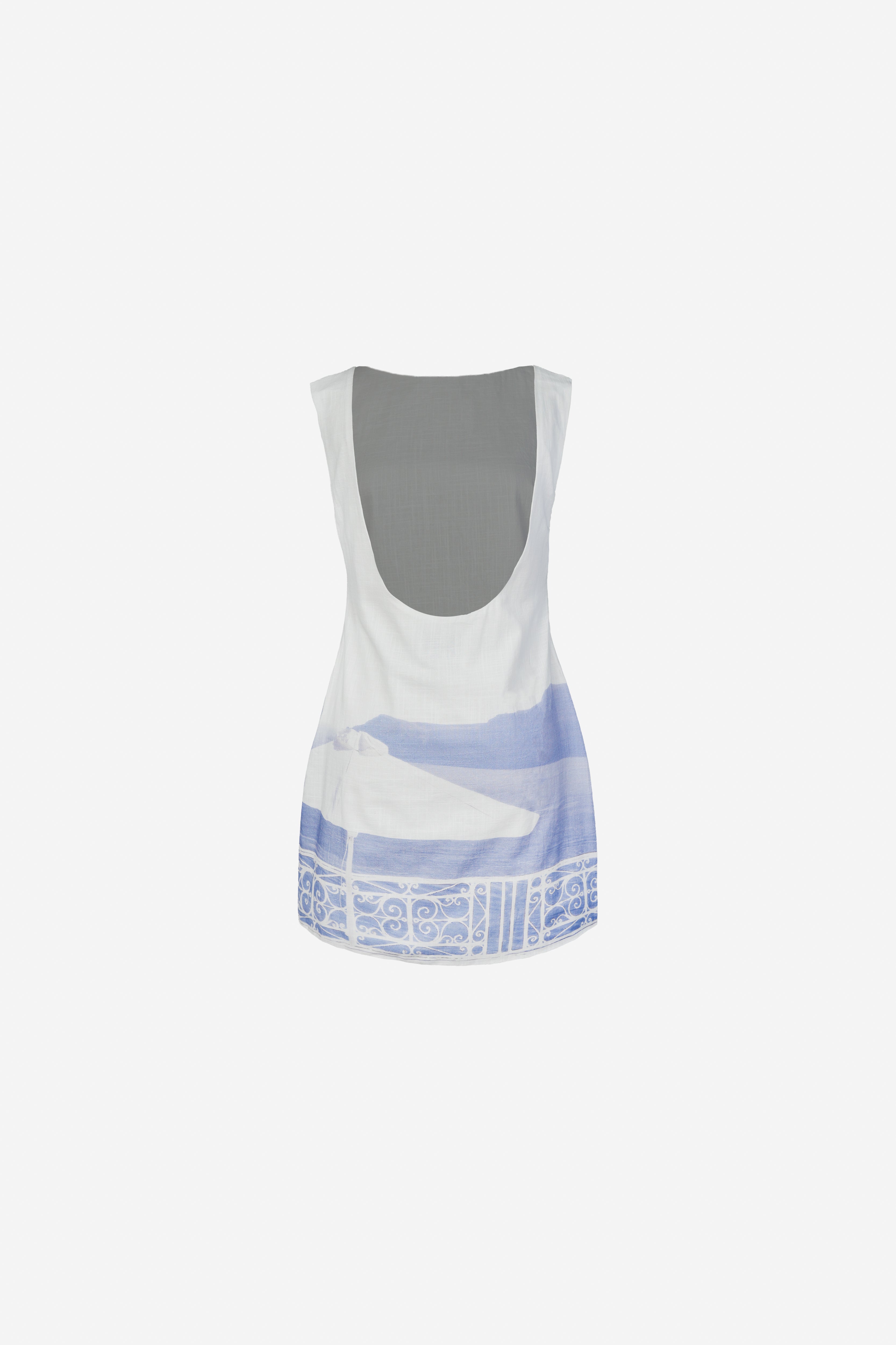 Mason Linen Dress in Balcony wrought iron print, view 10