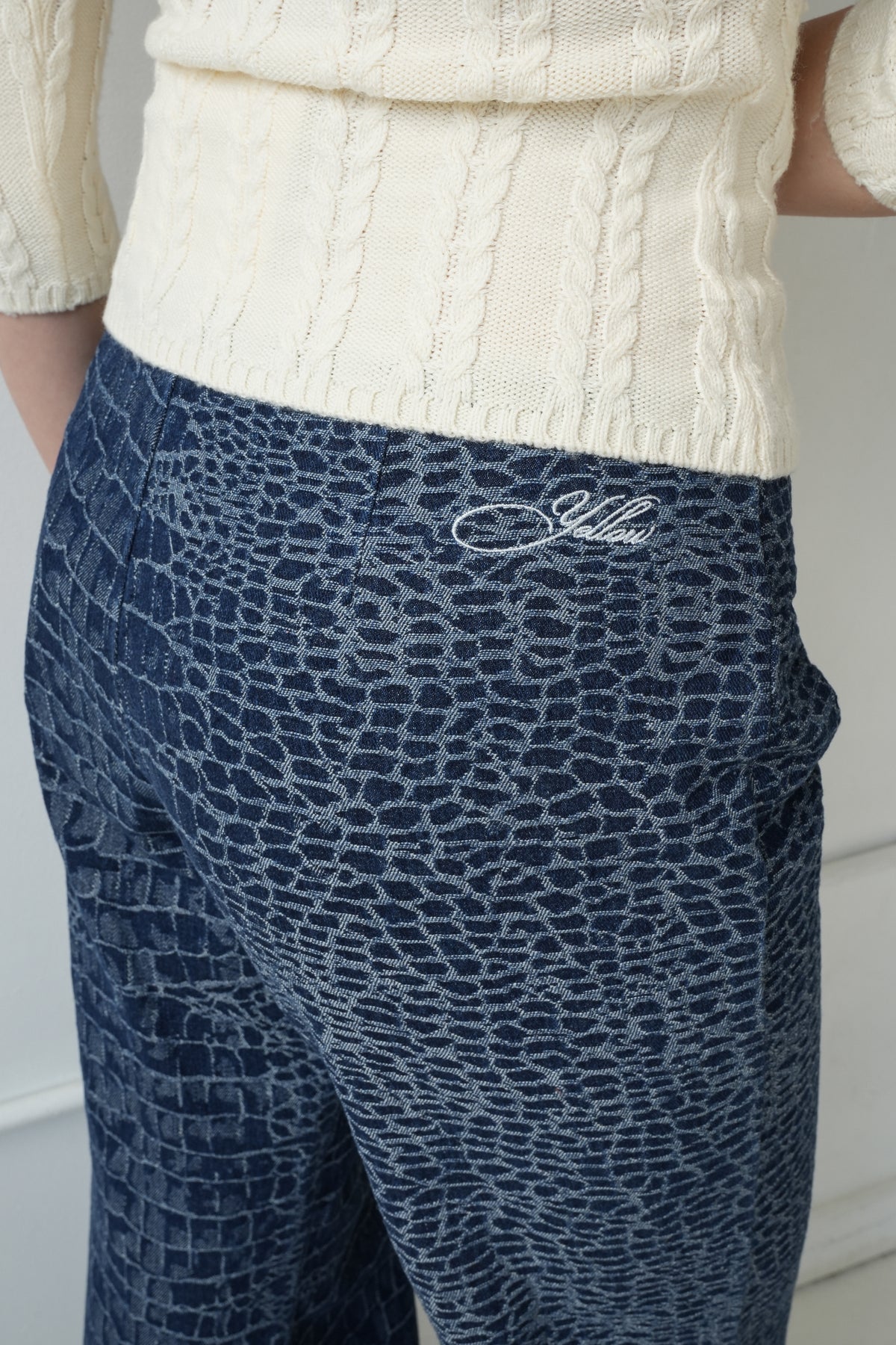 Darby Jacquard Pant — Denim Croc