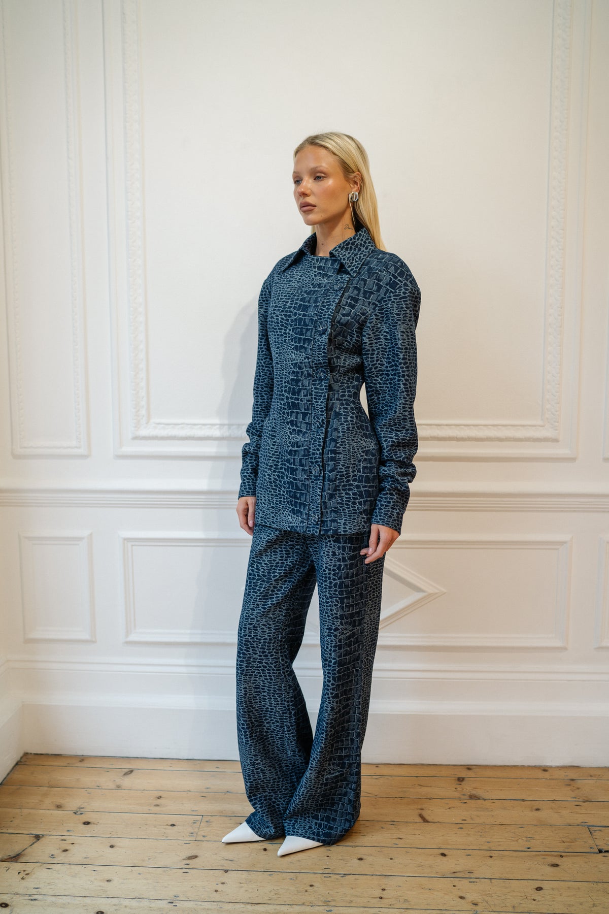 Monty Jacquard Jacket — Denim Croc