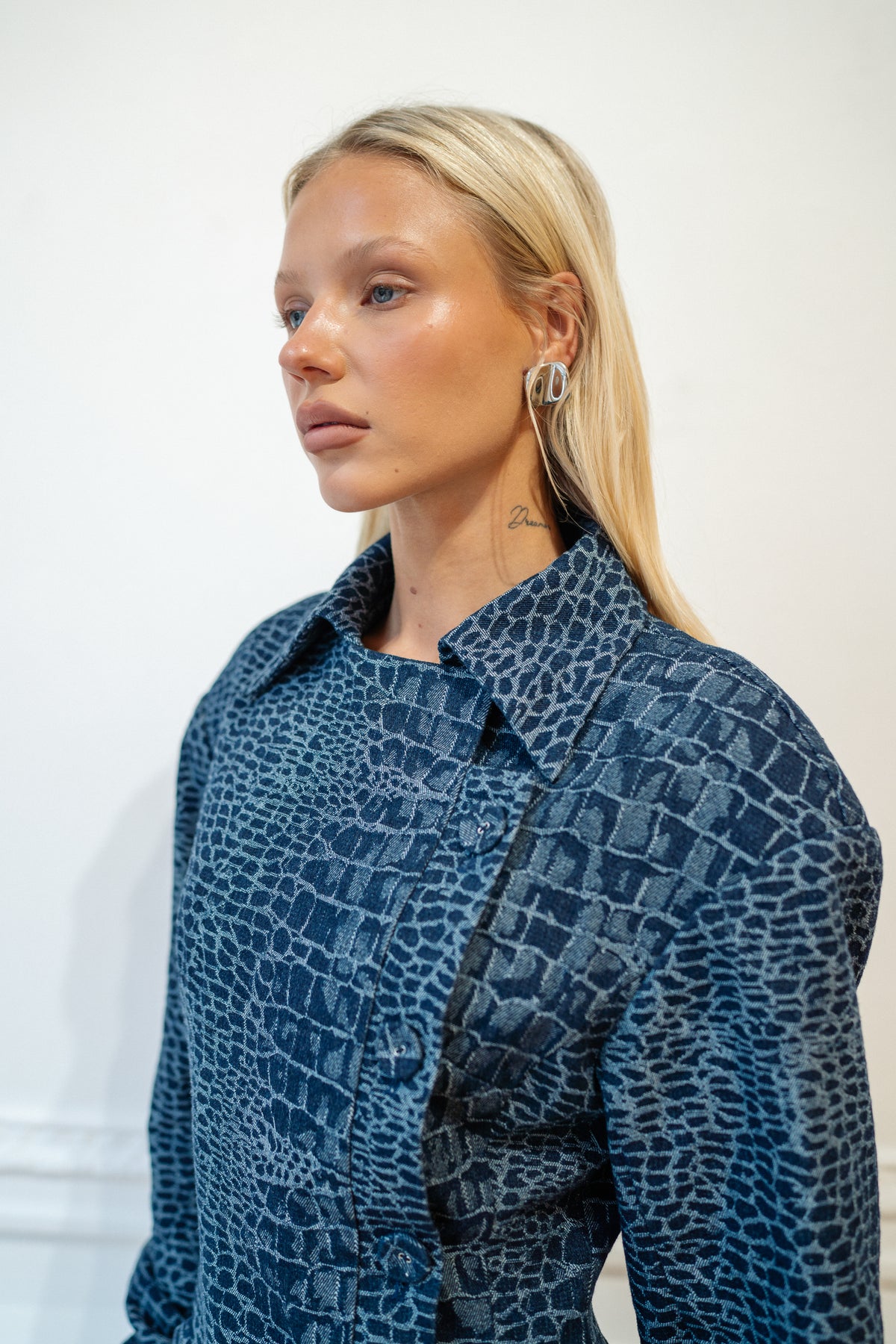 Monty Jacquard Jacket — Denim Croc