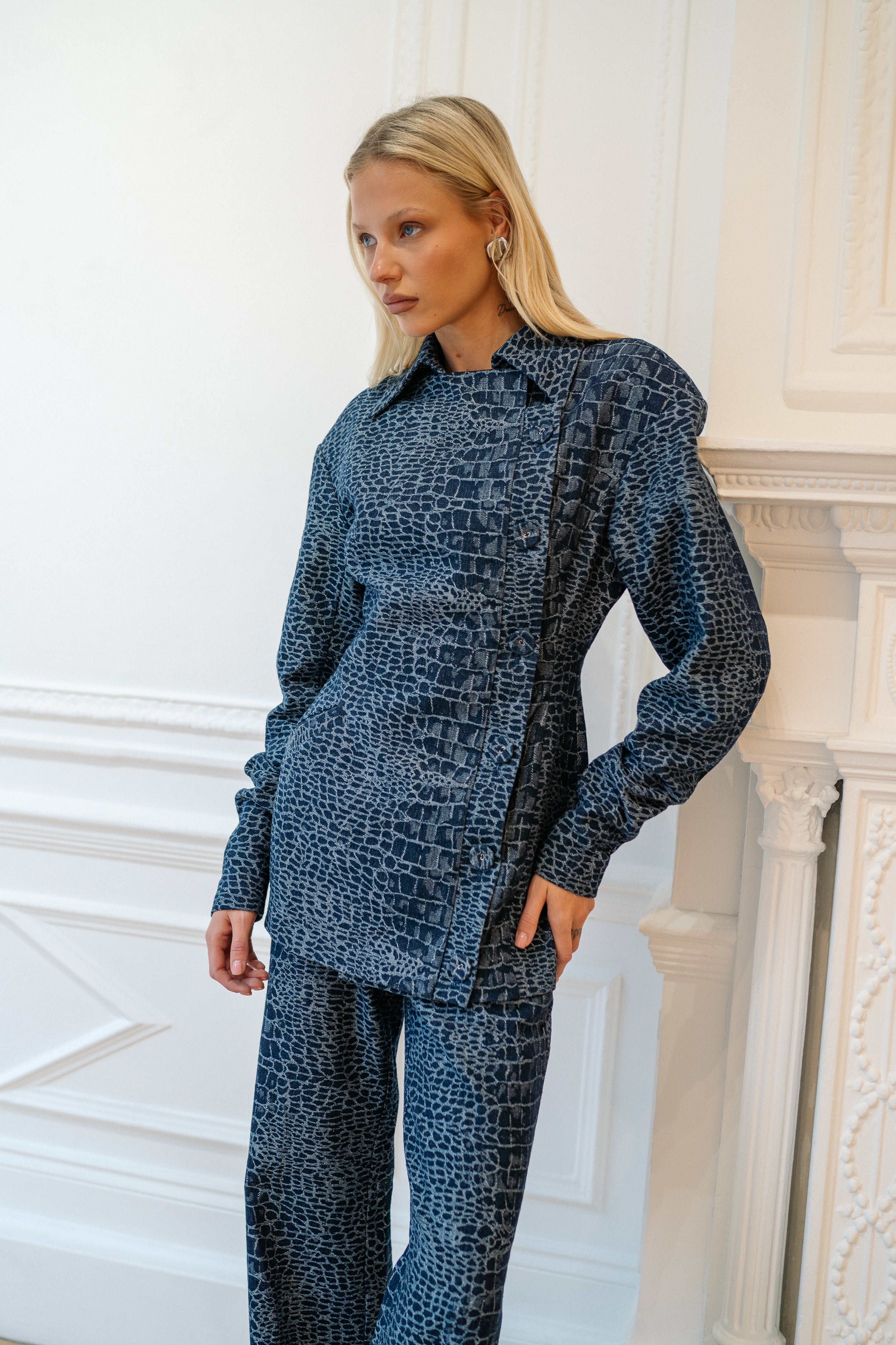 Monty Jacquard Jacket Denim Croc