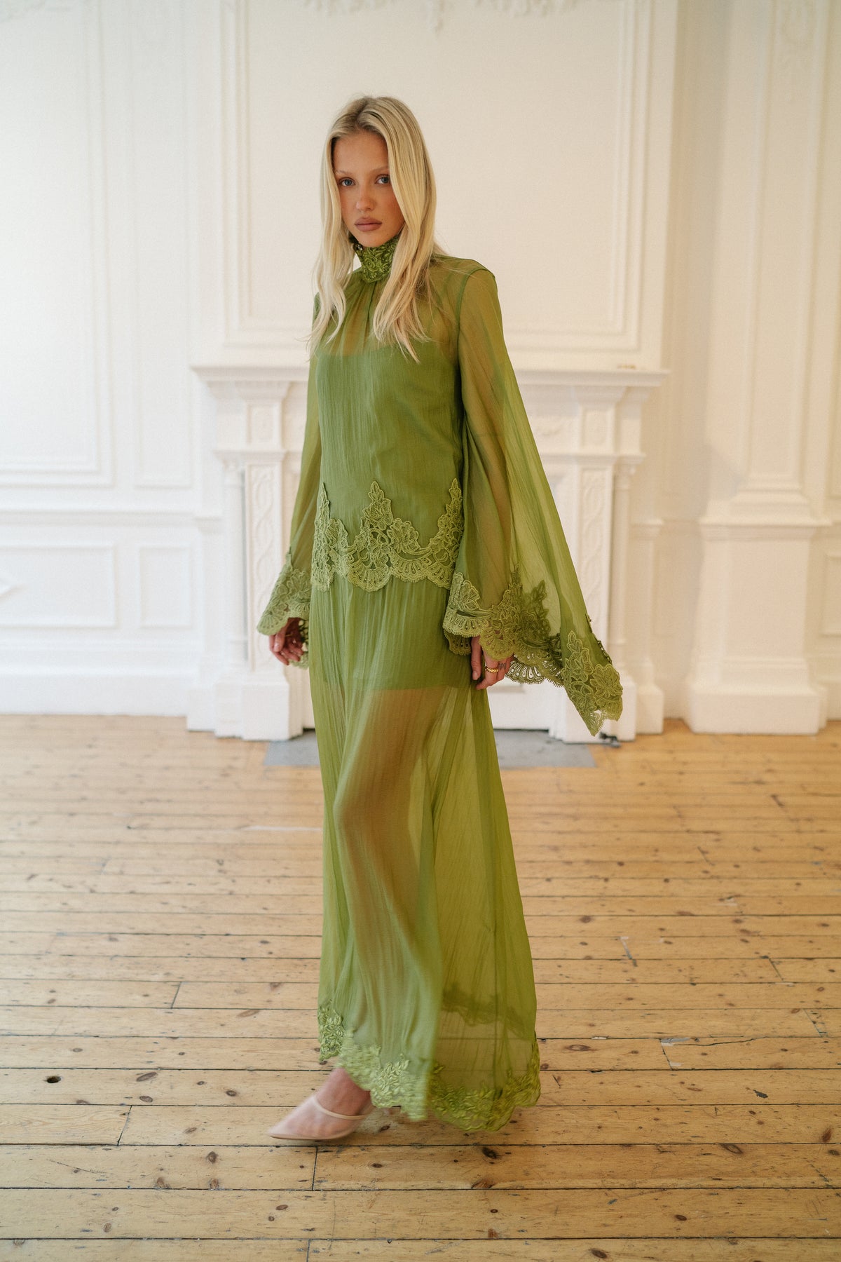 Liz Organza Dress — Olive