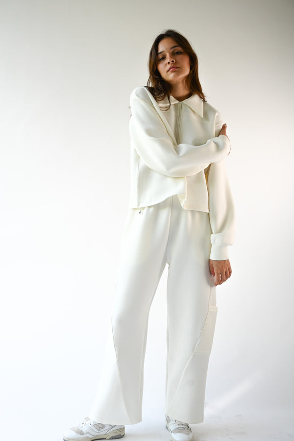 Kasey Knit Neoprene Jacket — Offwhite