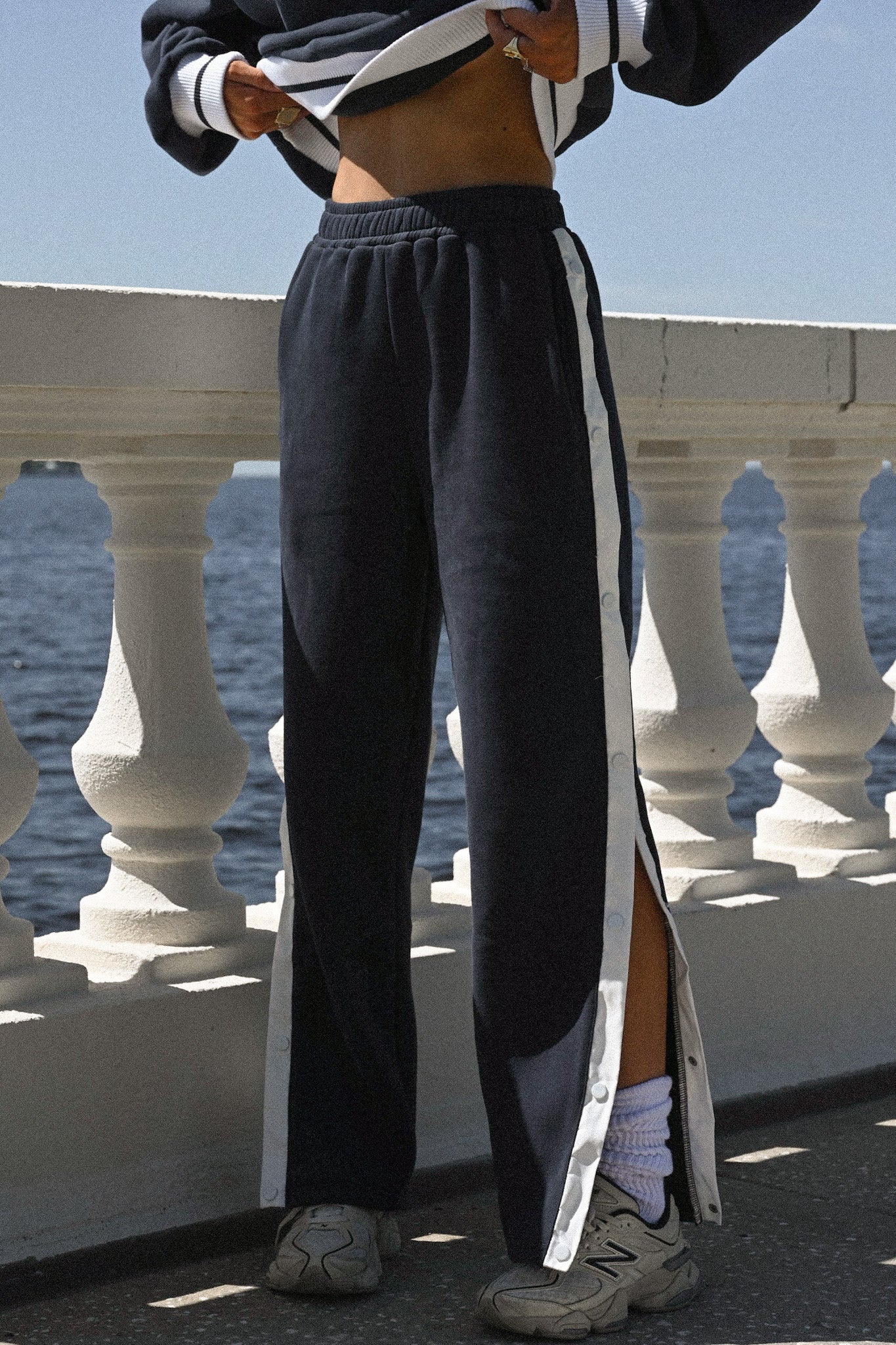 Tearaway Fleece Pants — Navy / White