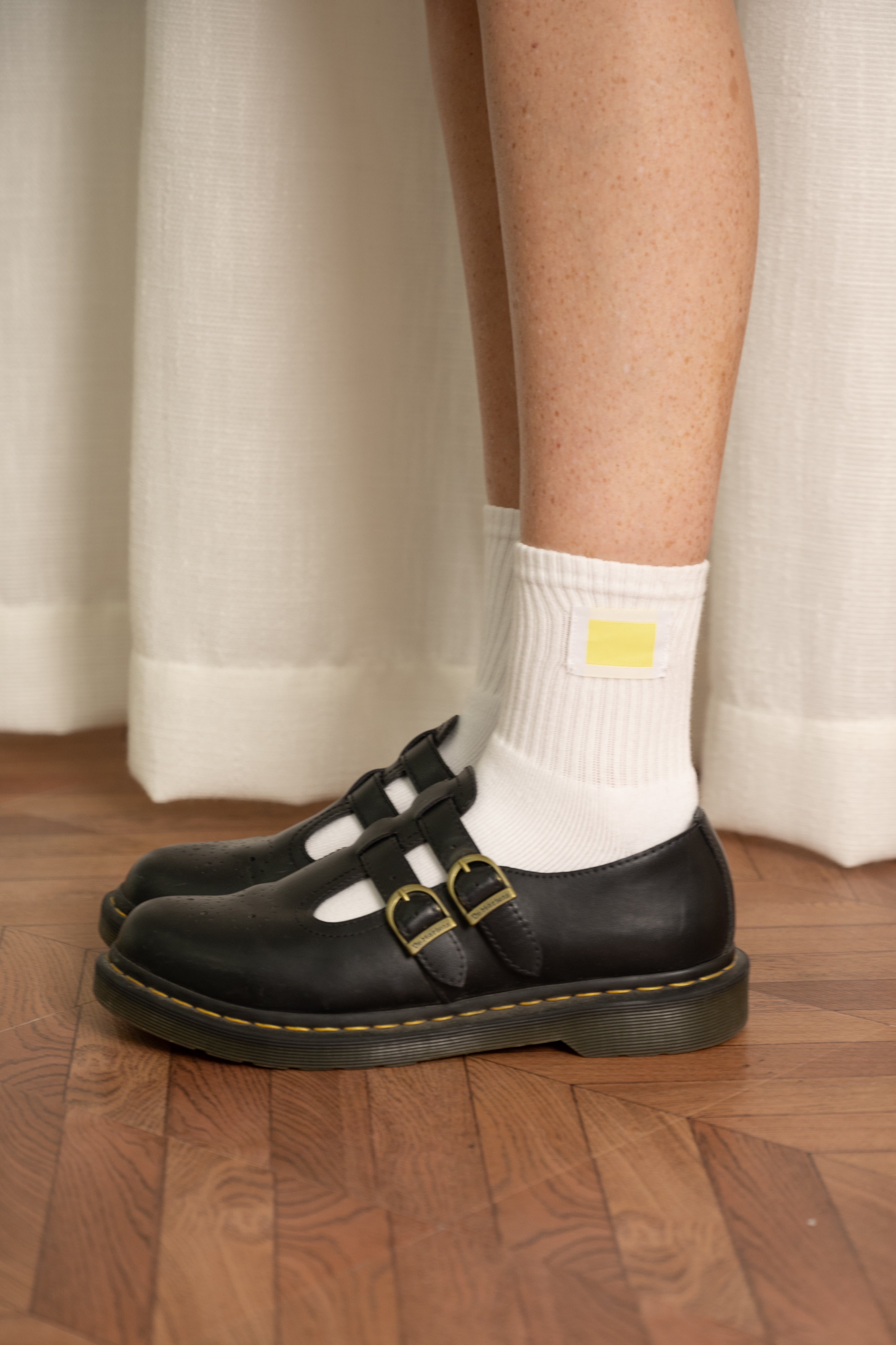 Yellow the Label Signature Patch Socks - Side View
