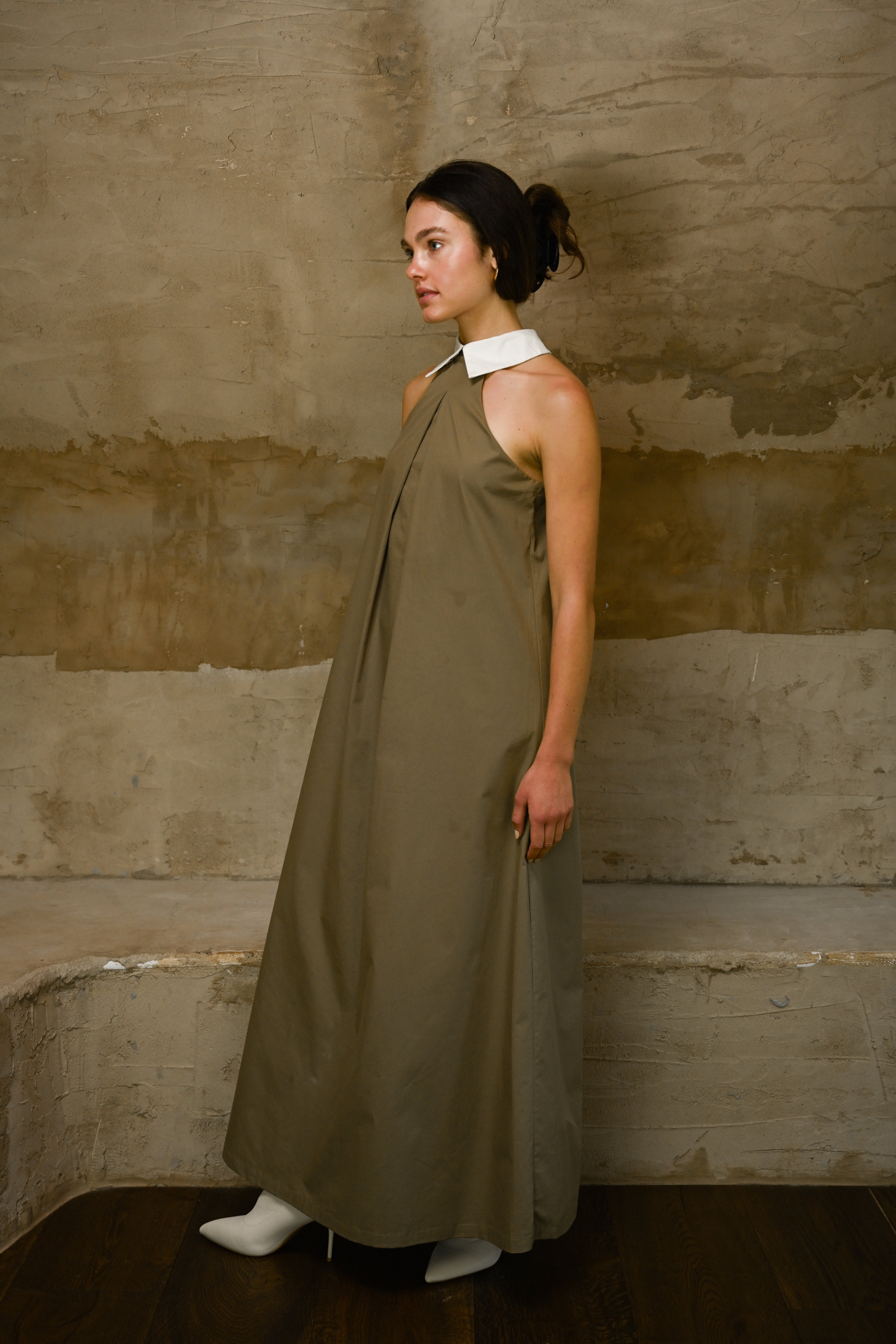 Reilly Cotton Poplin Dress — Olive
