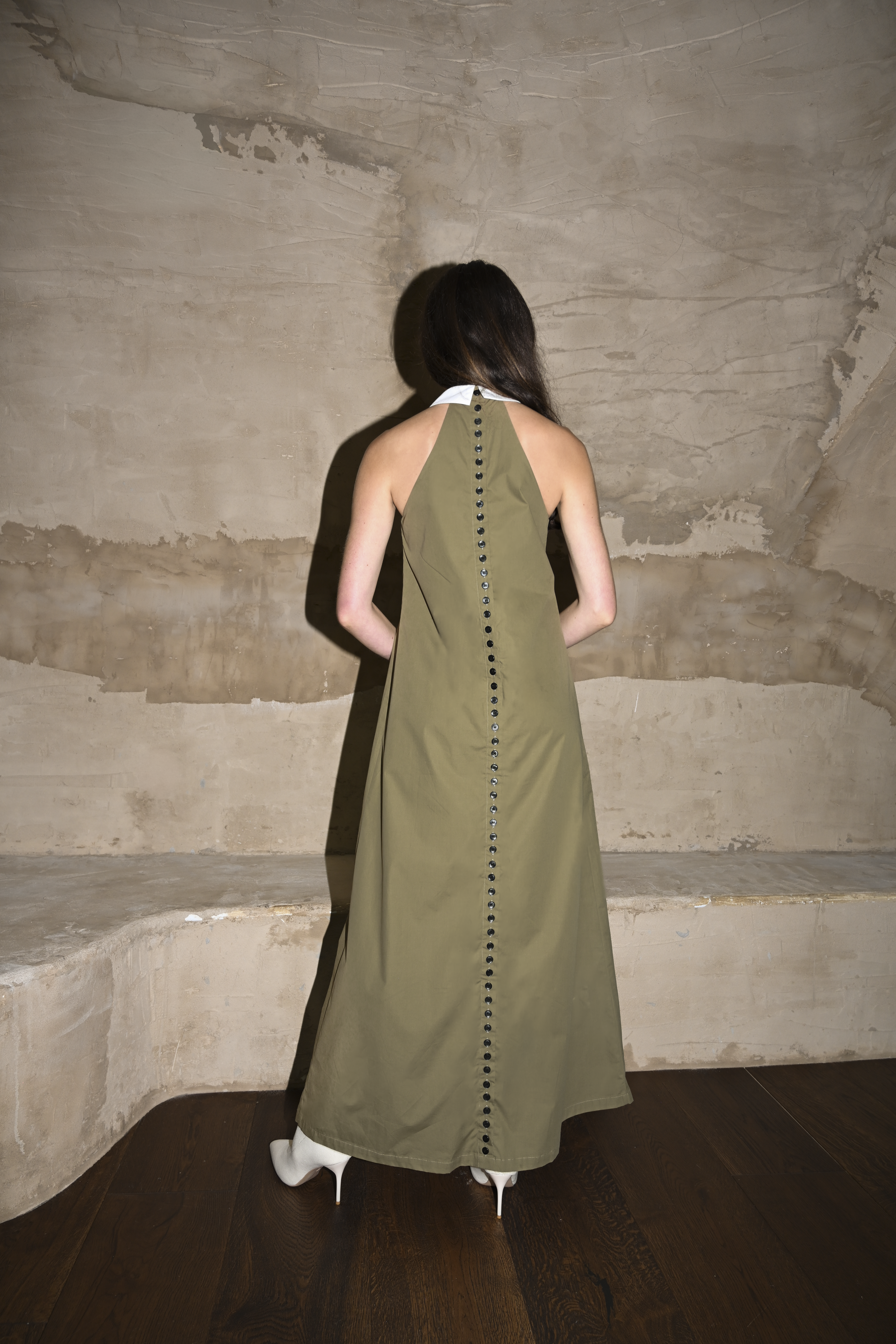 Reilly Cotton Poplin Dress — Olive