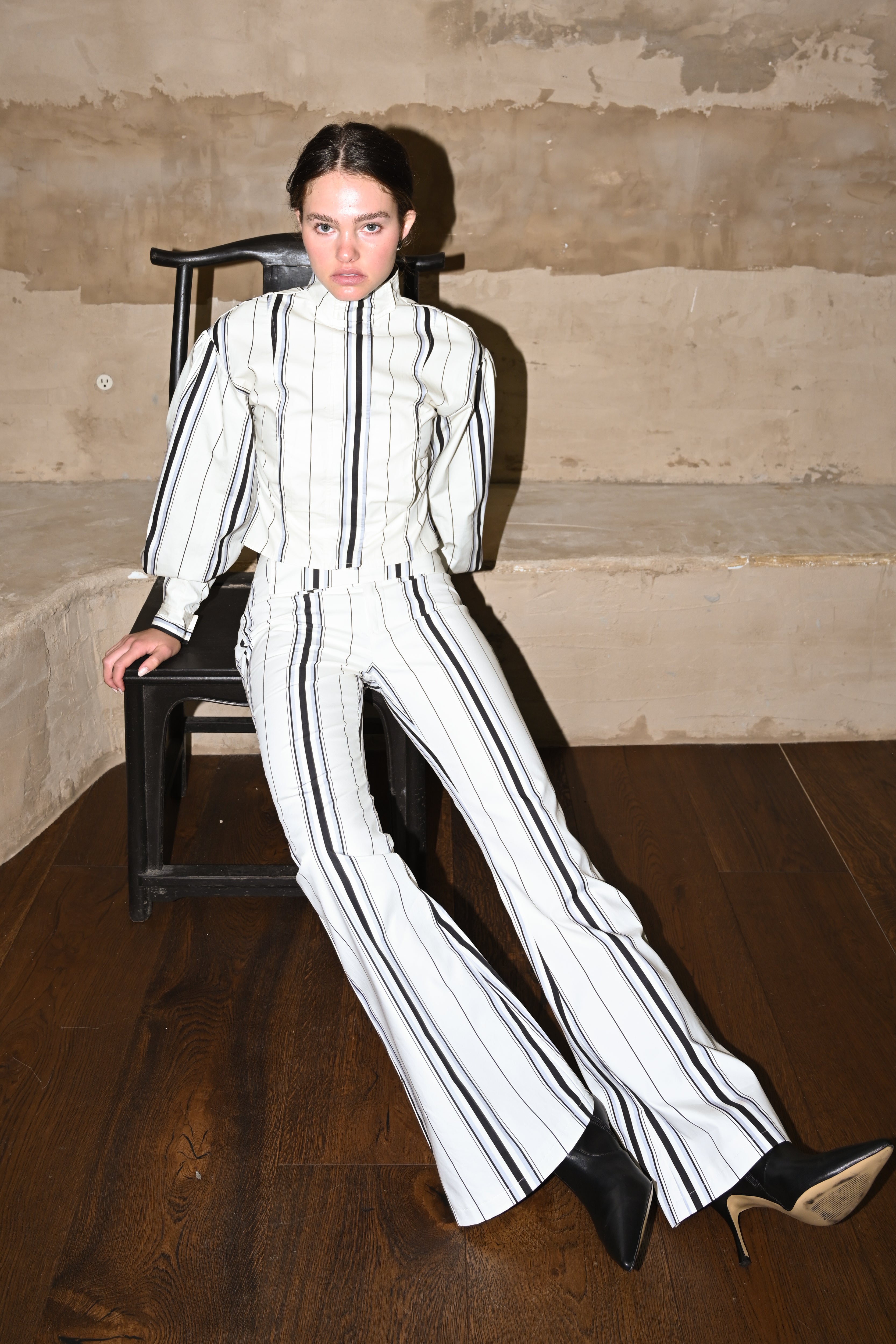 Tilly Cotton Trouser — Offwhite Striped