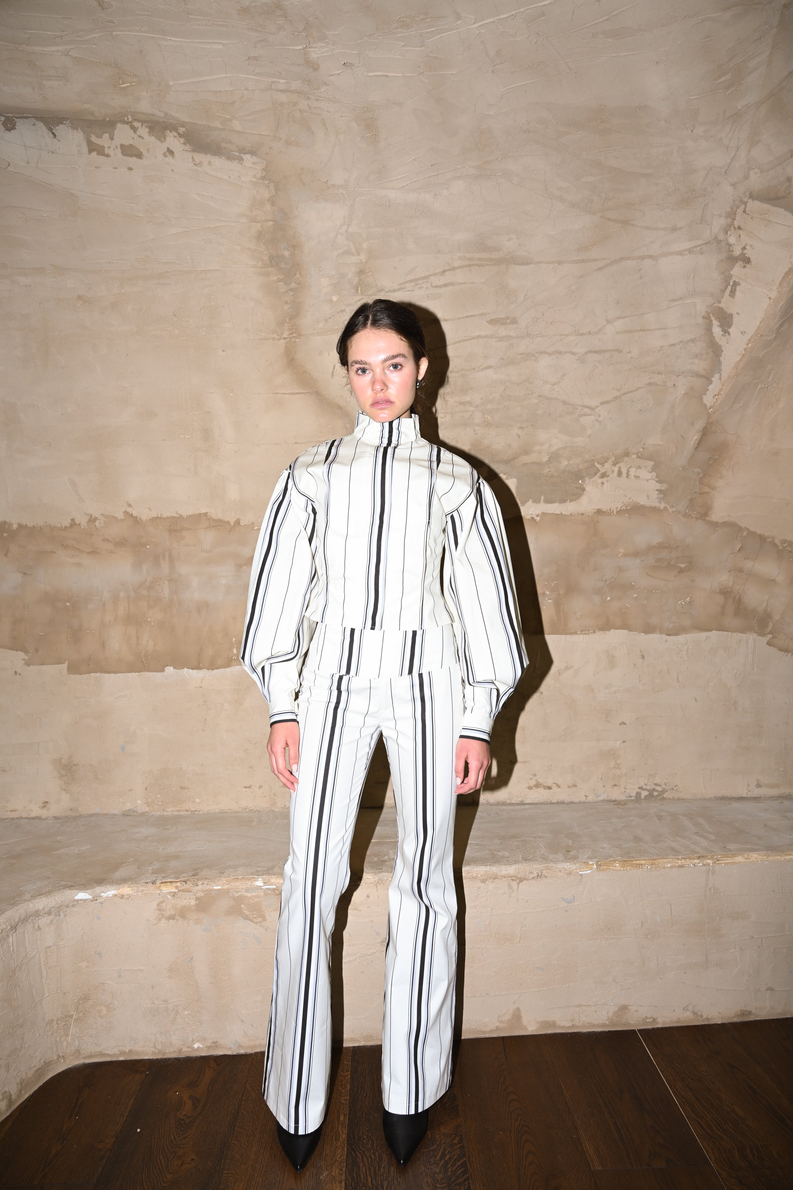 Mindy Cotton Jacket — Offwhite Striped