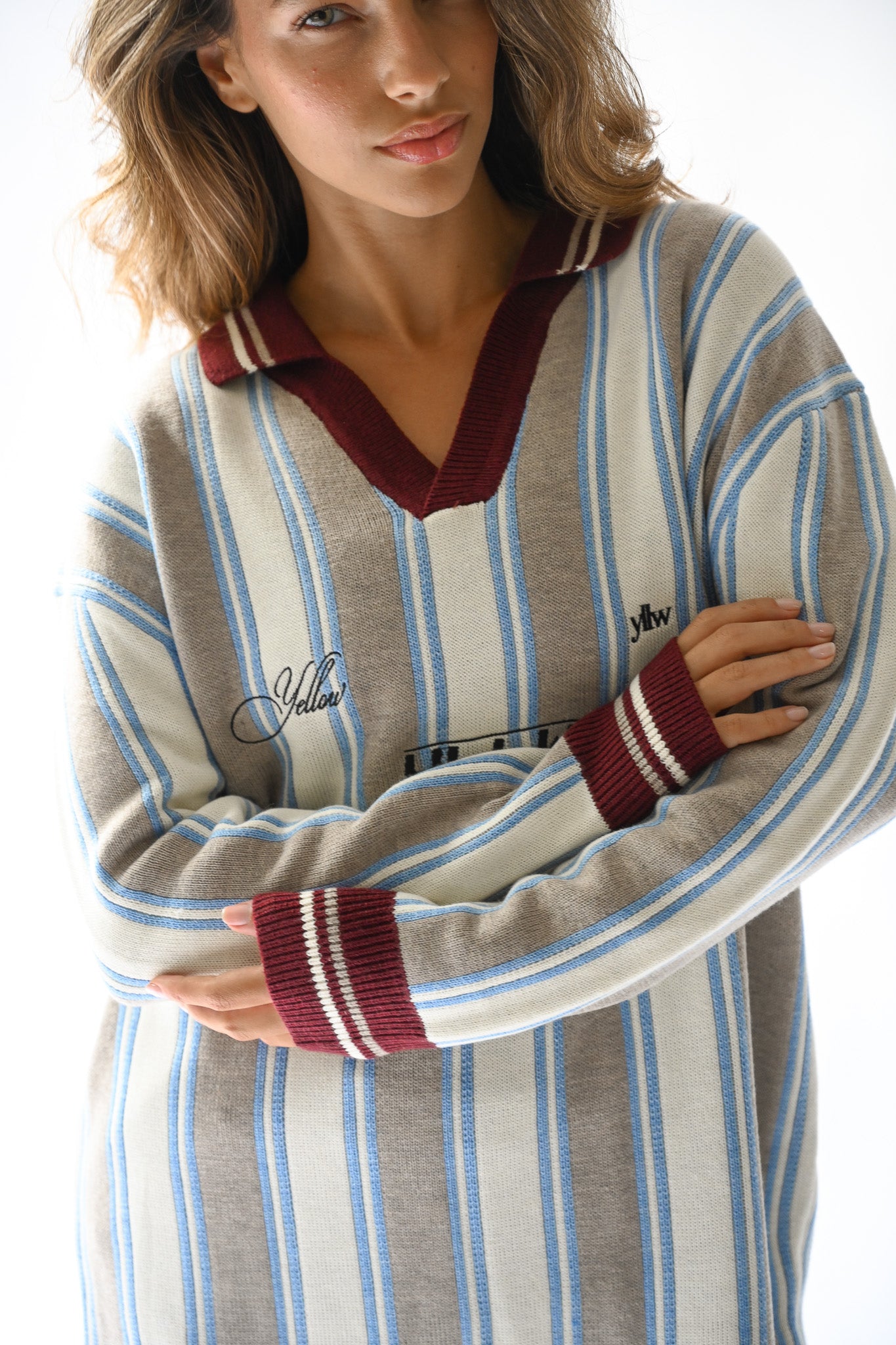 Racer Oversized Knit — Neutral Stripe