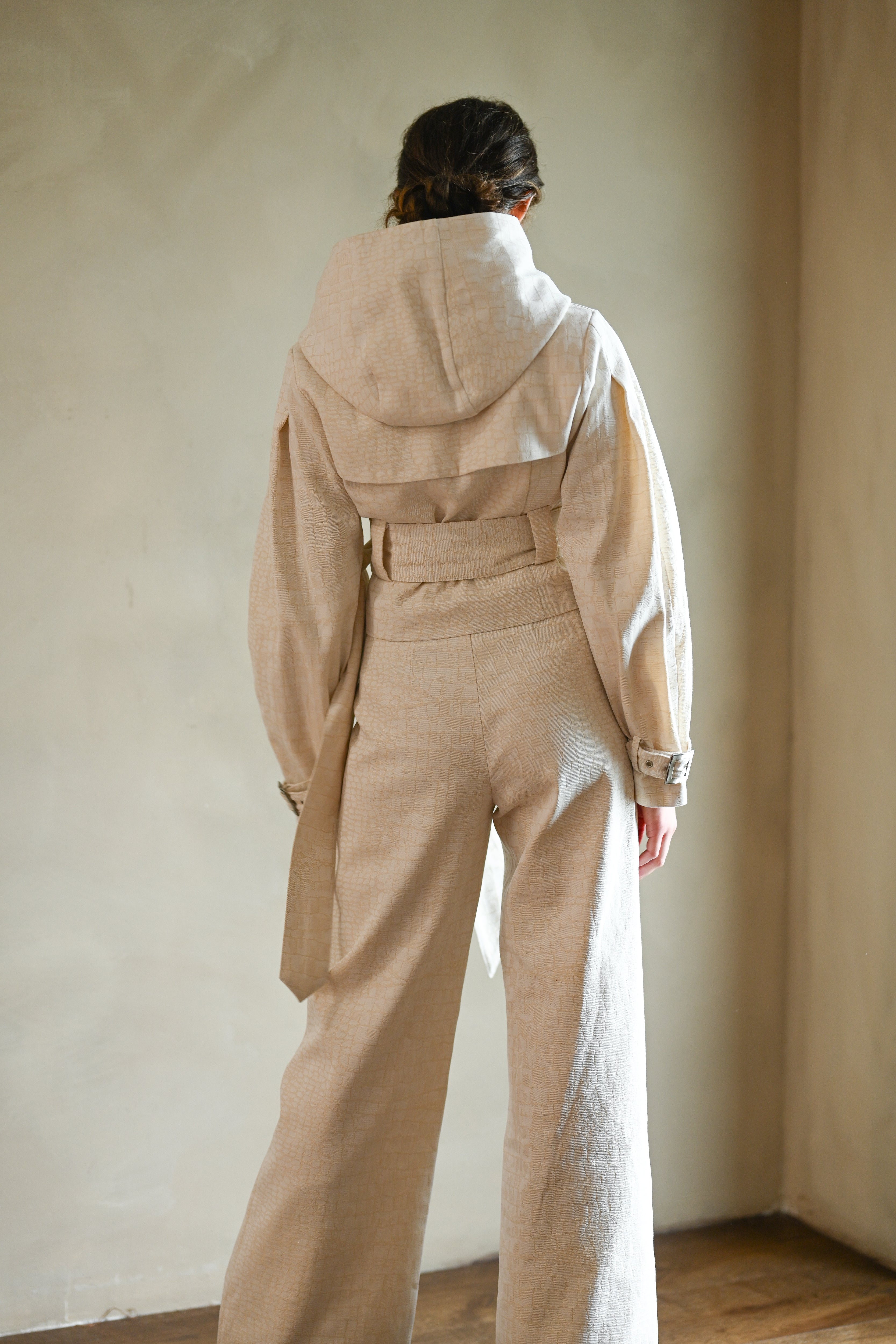 Ganna Belted Jacket — Snakeskin Jacquard