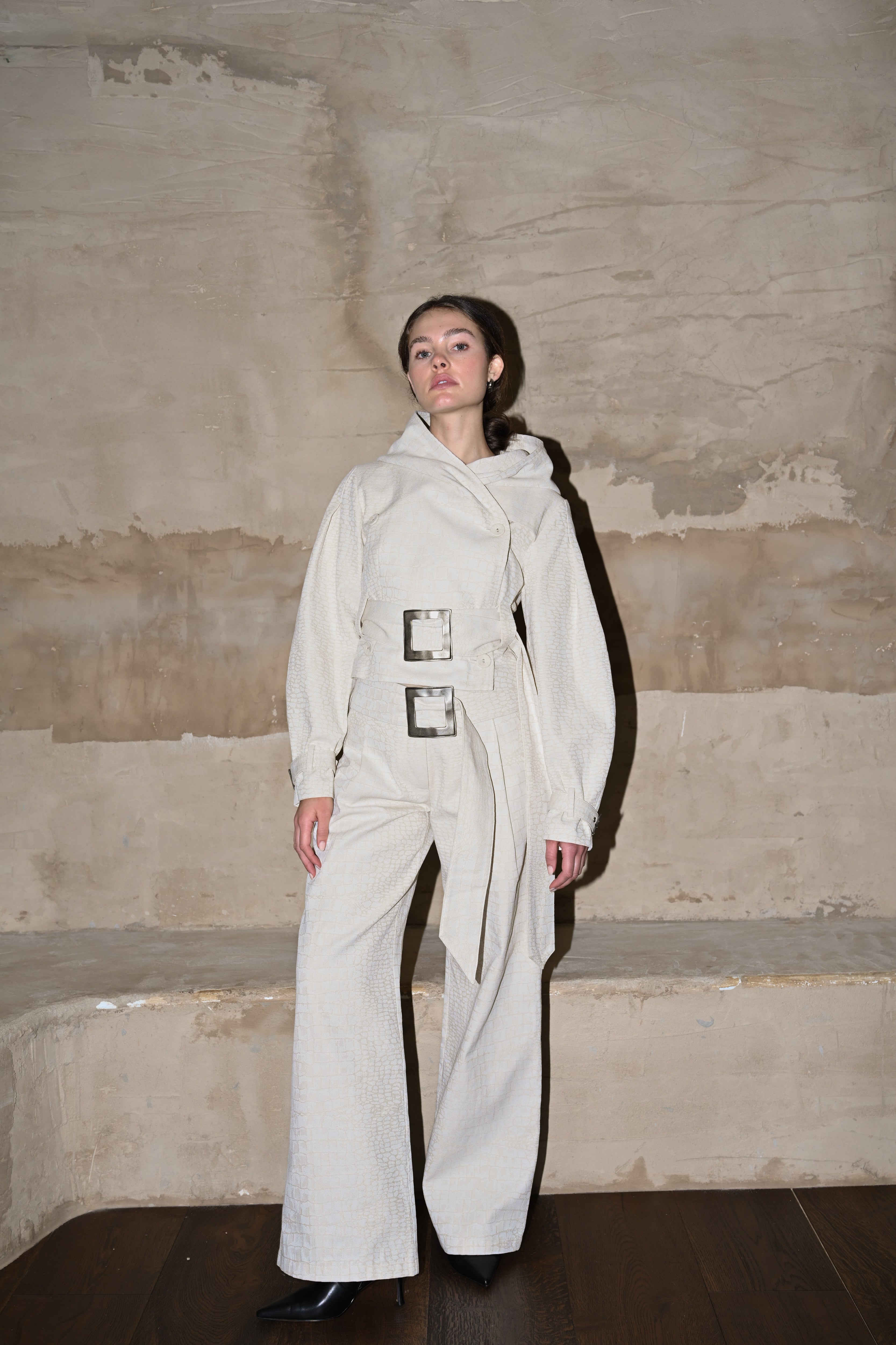 Soli Belted Pant — Snakeskin Jacquard