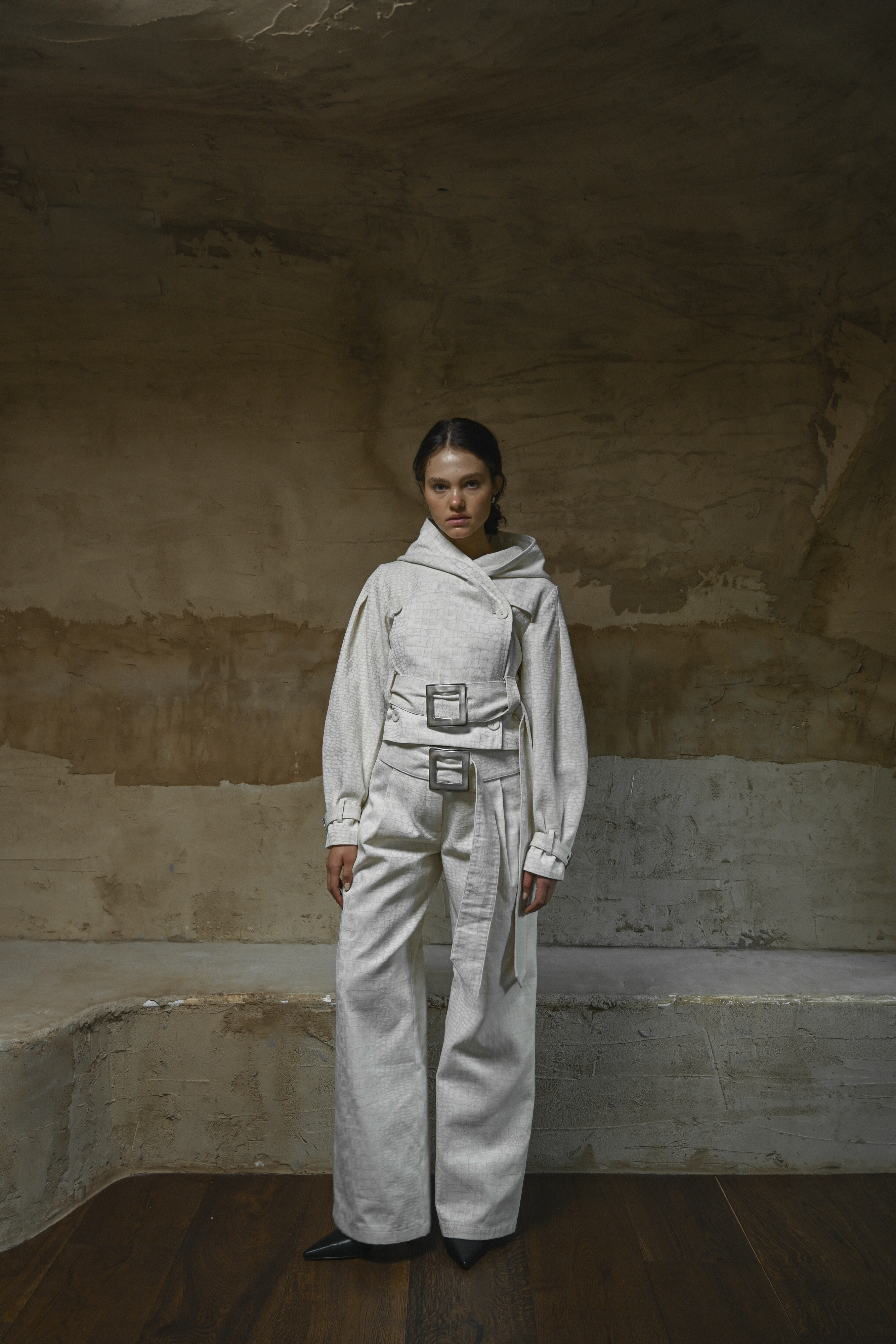 Soli Belted Pant — Snakeskin Jacquard