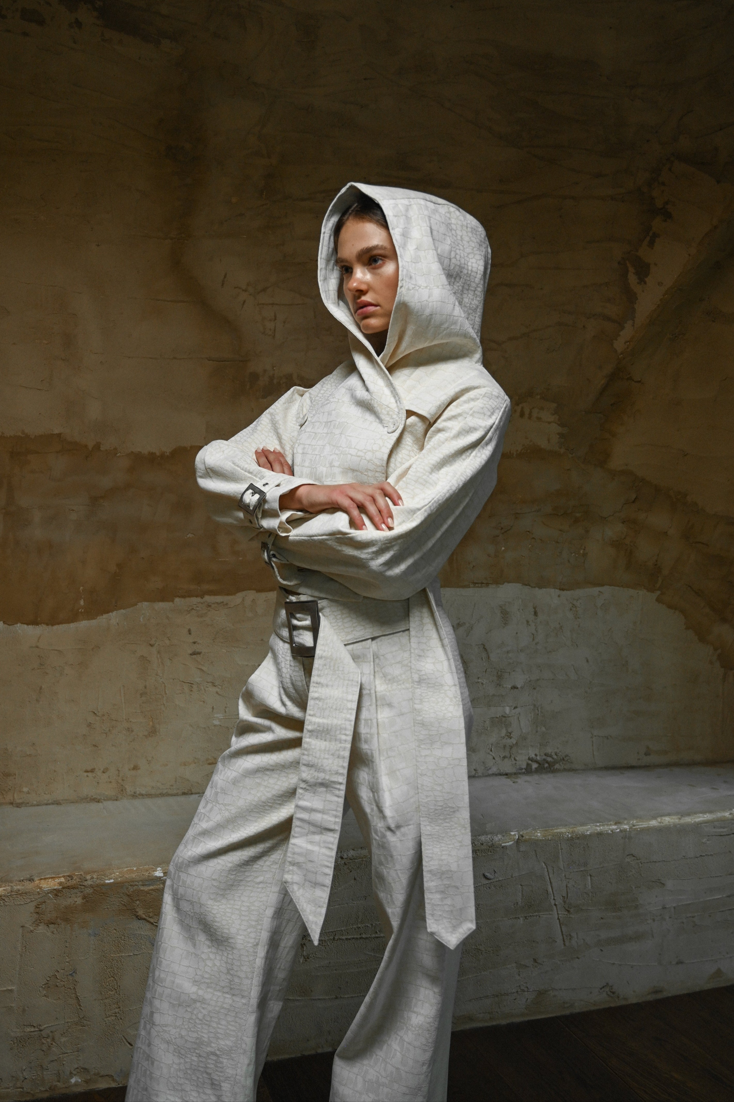 Ganna Belted Jacket — Snakeskin Jacquard