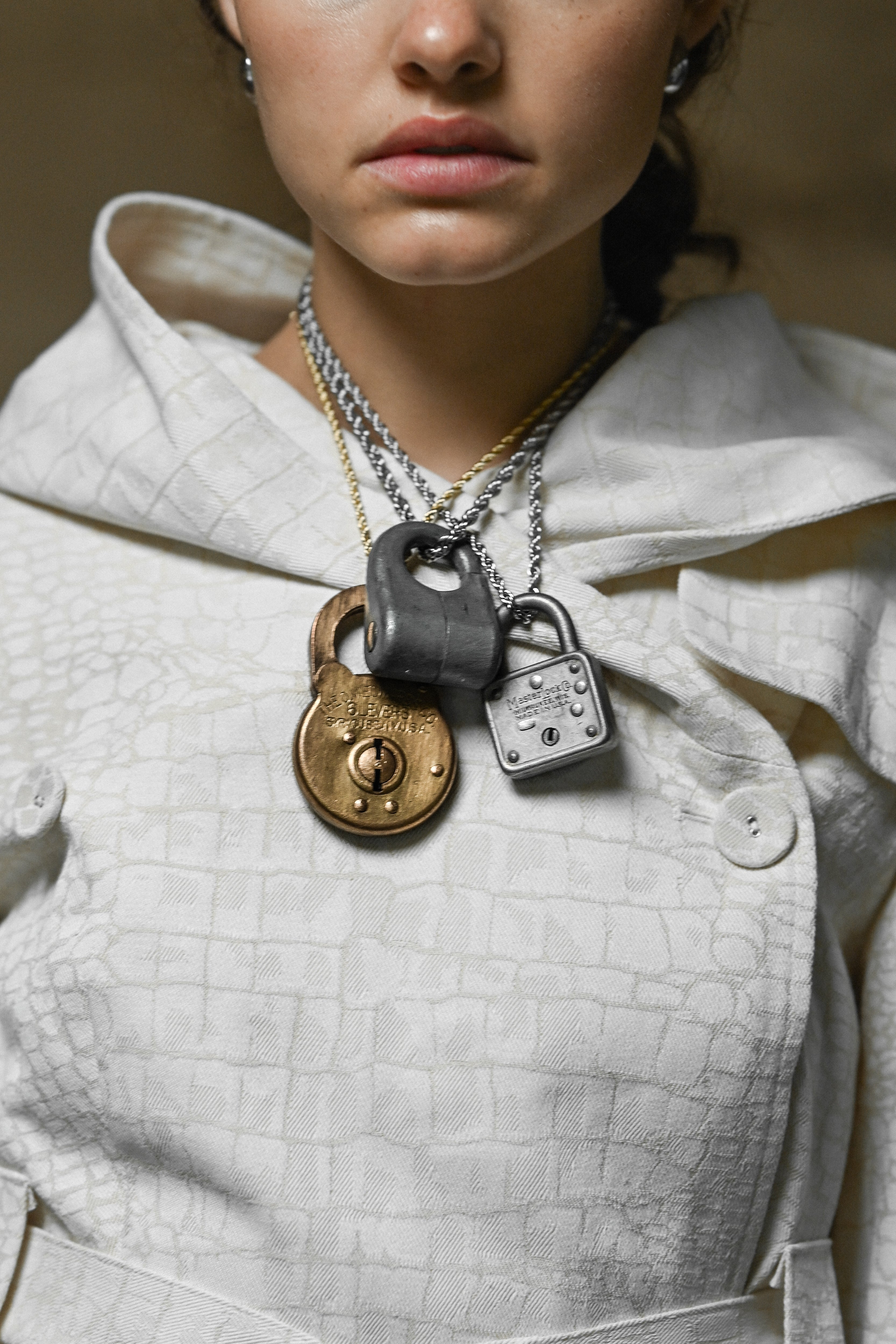 Upcycled Lock Necklace — Square Brass/Silver