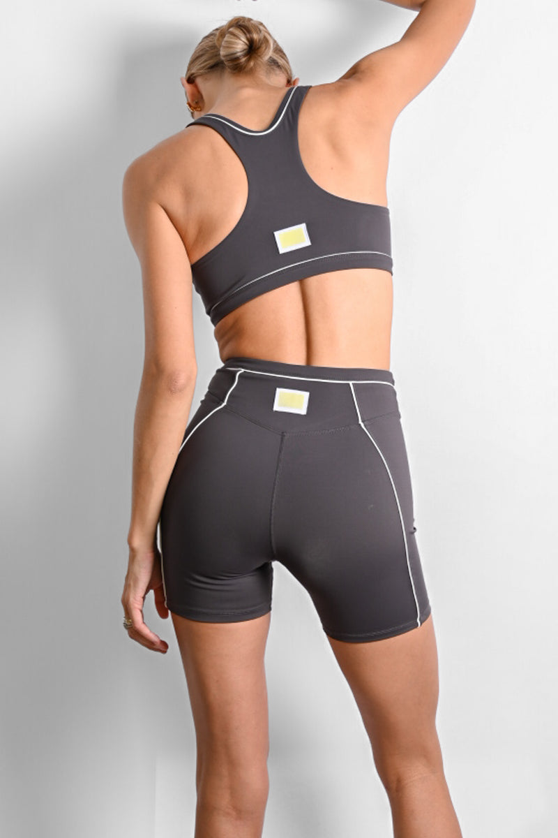Christopher Contour Shorts — Charcoal – Yellow The Label