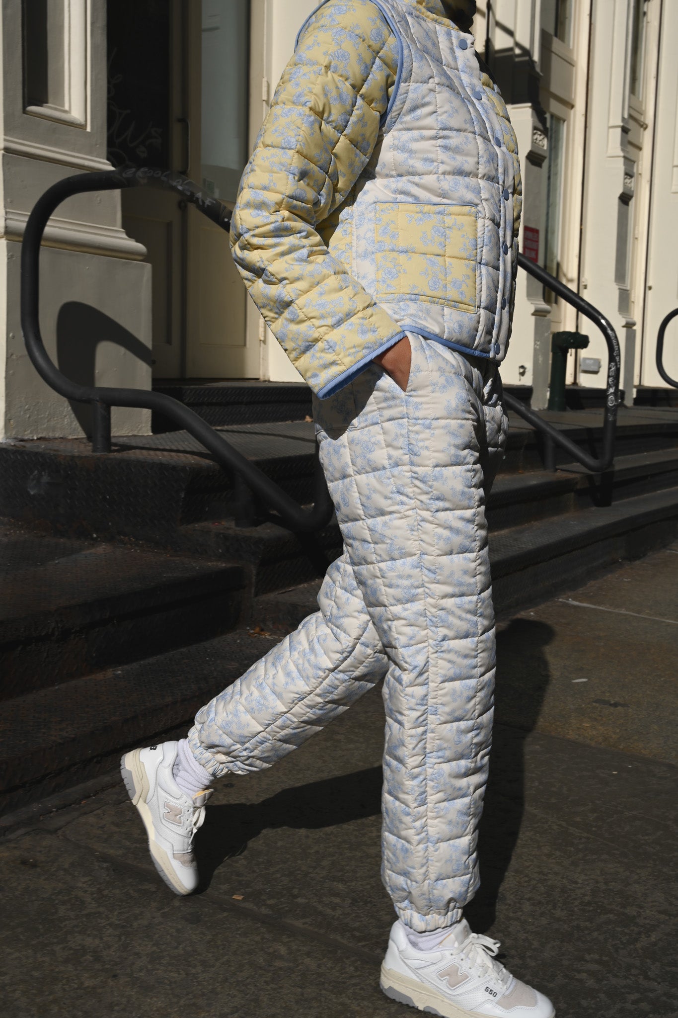 Ada Quilted Joggers — Blue Toile