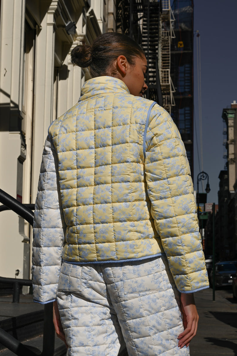 Amelia Quilted Convertible Jacket — Colorblock Toile (Preorder)