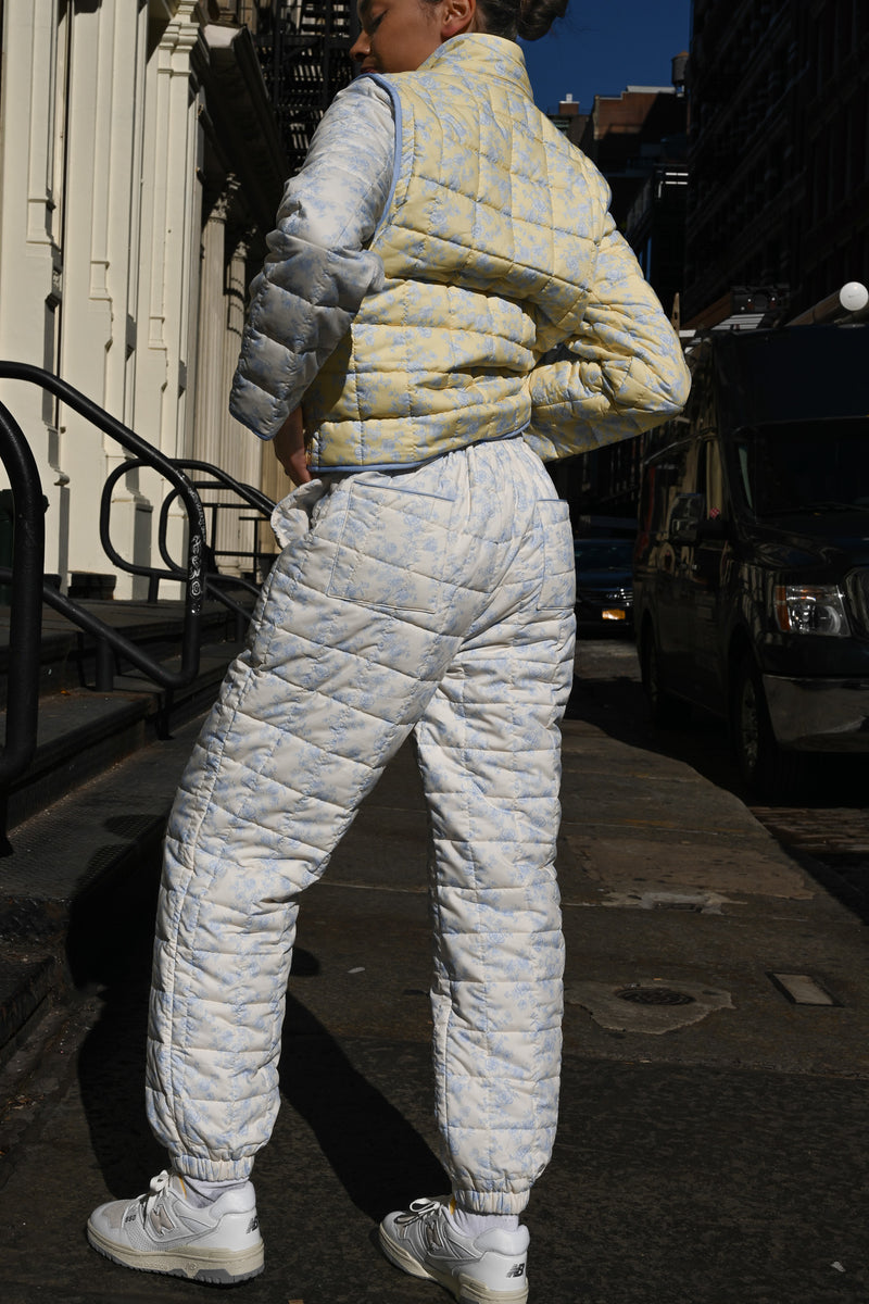 Ada Quilted Joggers — Blue Toile