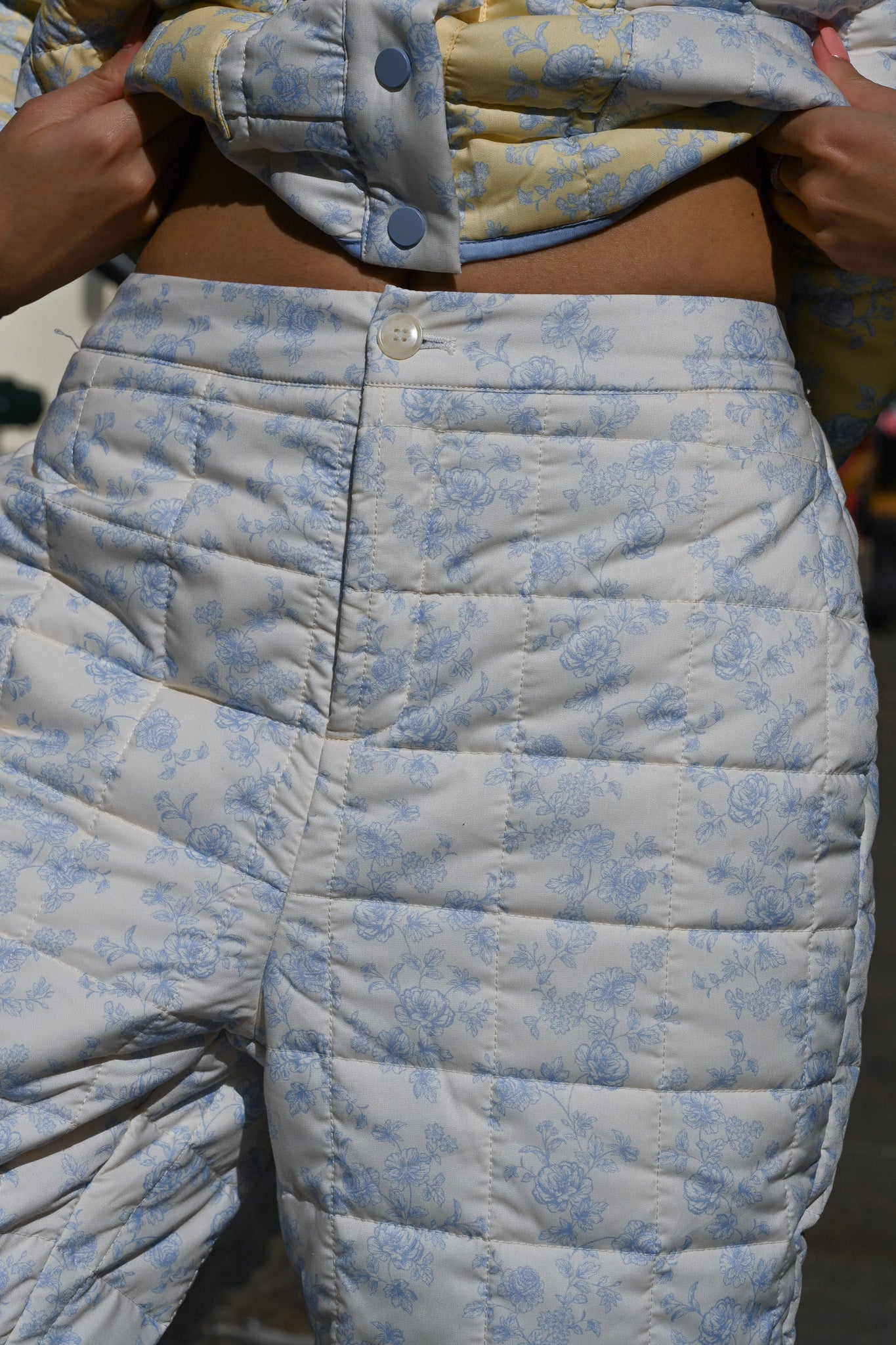 Ada Quilted Joggers — Blue Toile