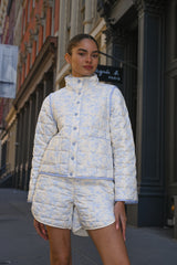 Amelia Quilted Convertible Jacket — Blue Toile