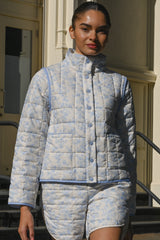 Amelia Quilted Convertible Jacket — Blue Toile