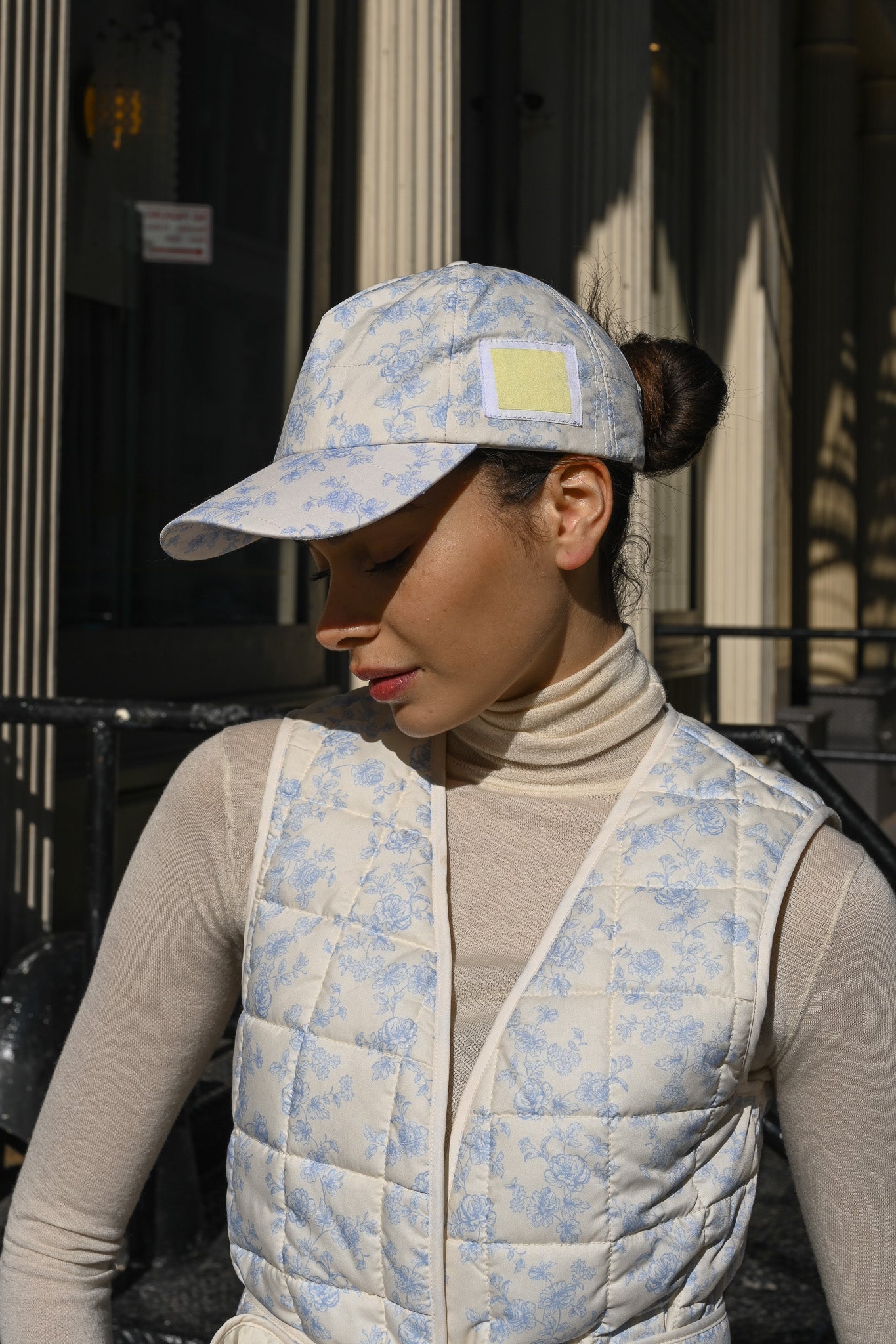 Luca Quilted Cap — Blue Toile