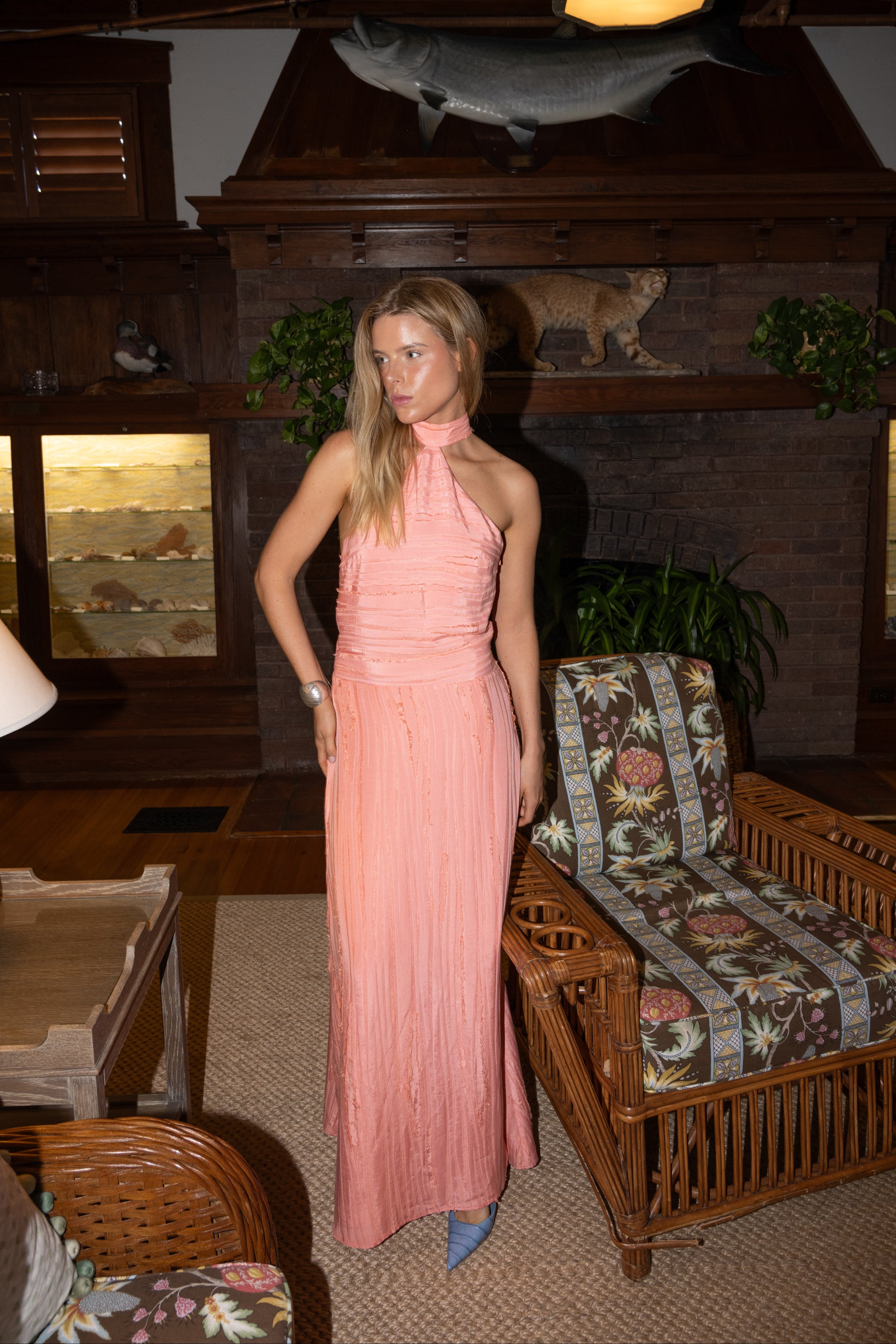 Palmetto Textured Dress Pink