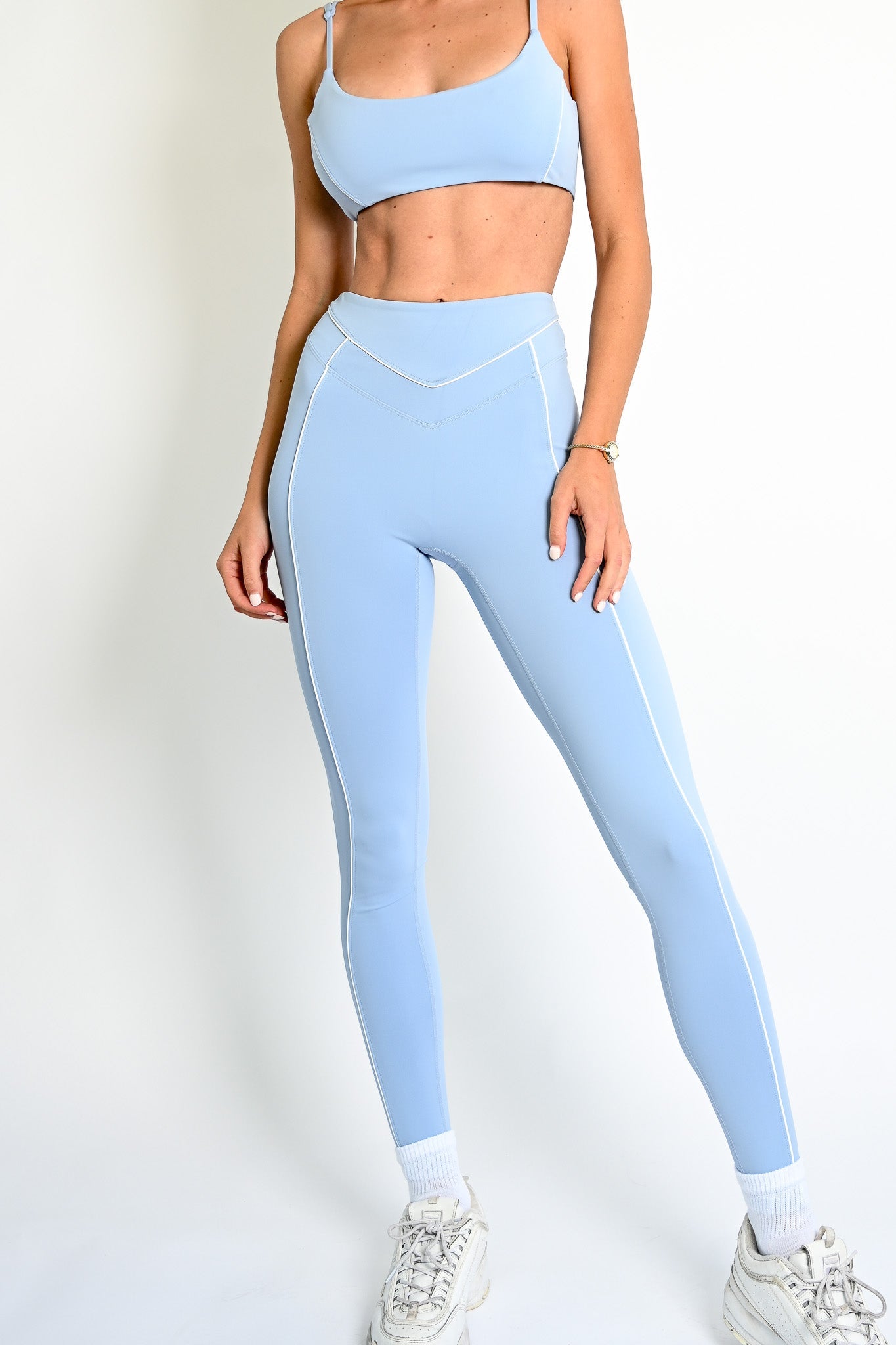 Colby Contour Leggings — Sky – Yellow The Label