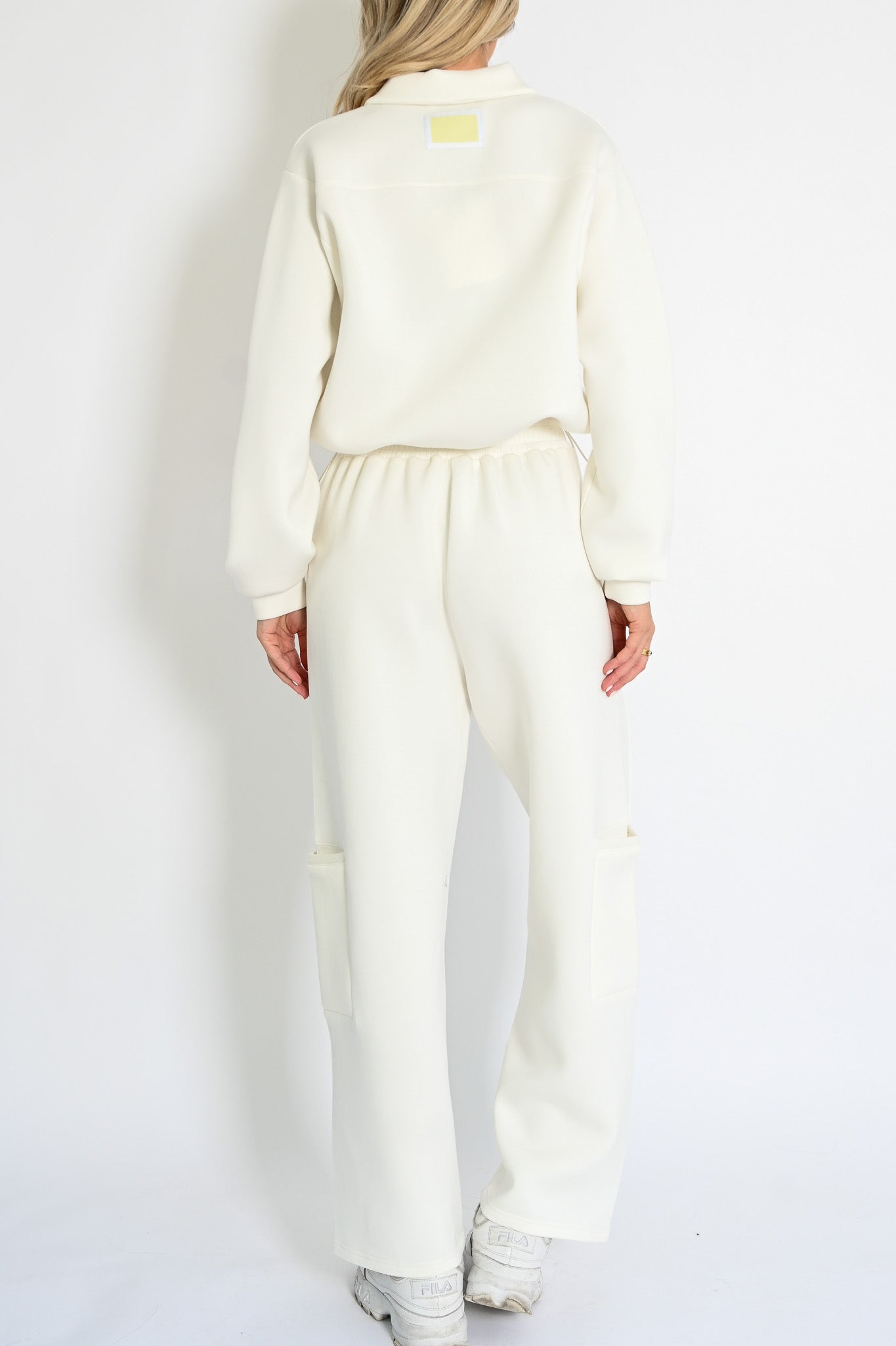 Kasey Scuba Zip Up Jacket — Offwhite