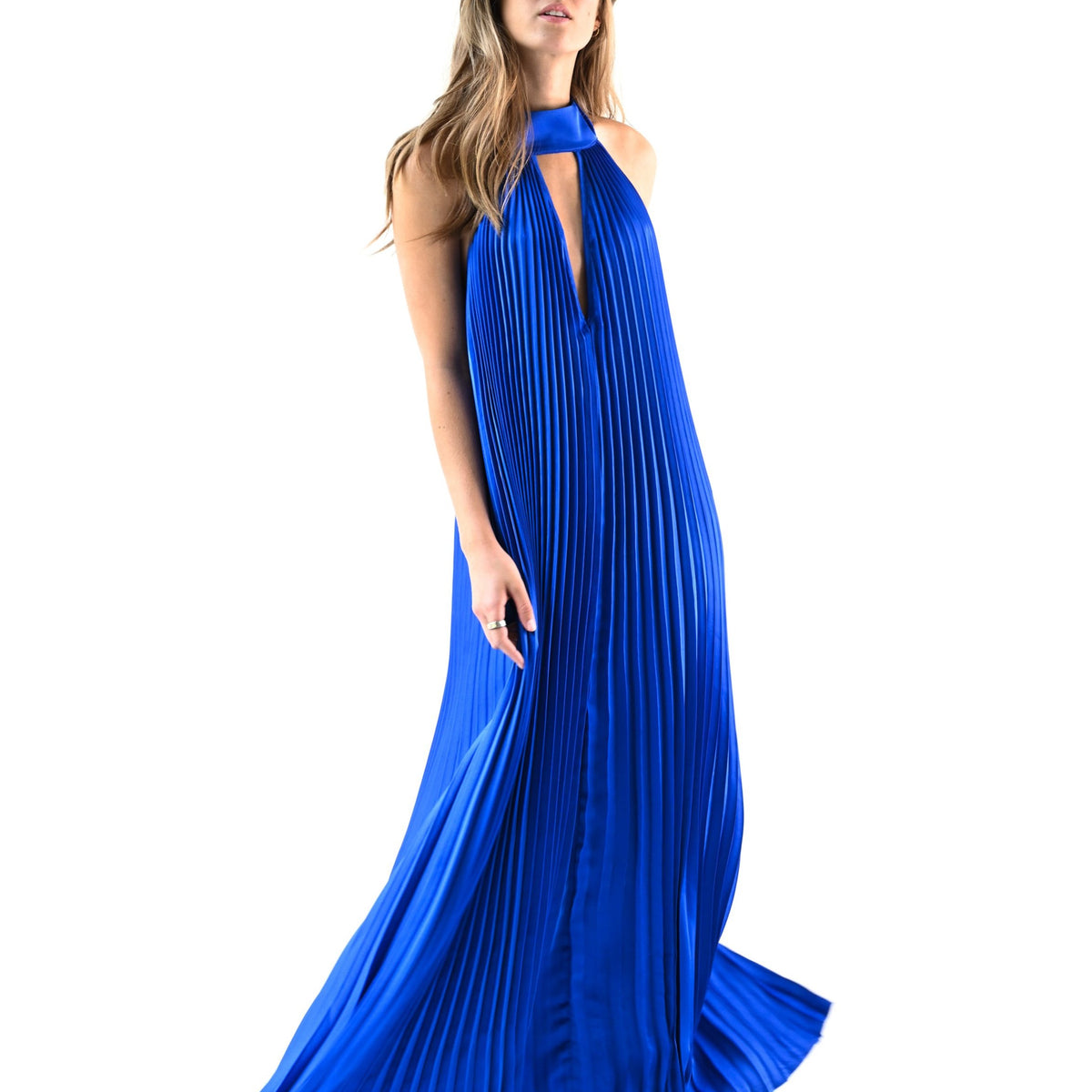 open lace back dress Valley Pleated Dress — Cobalt