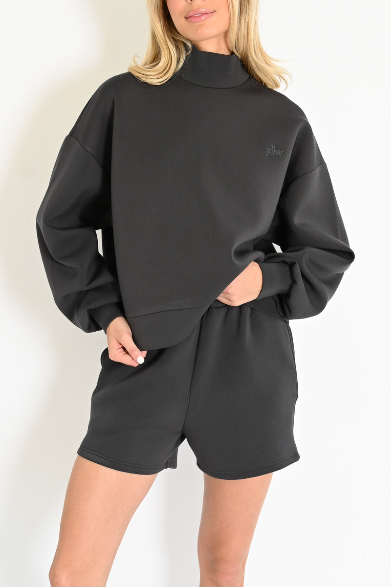 Maya Scuba Pullover — Charcoal – Yellow The Label