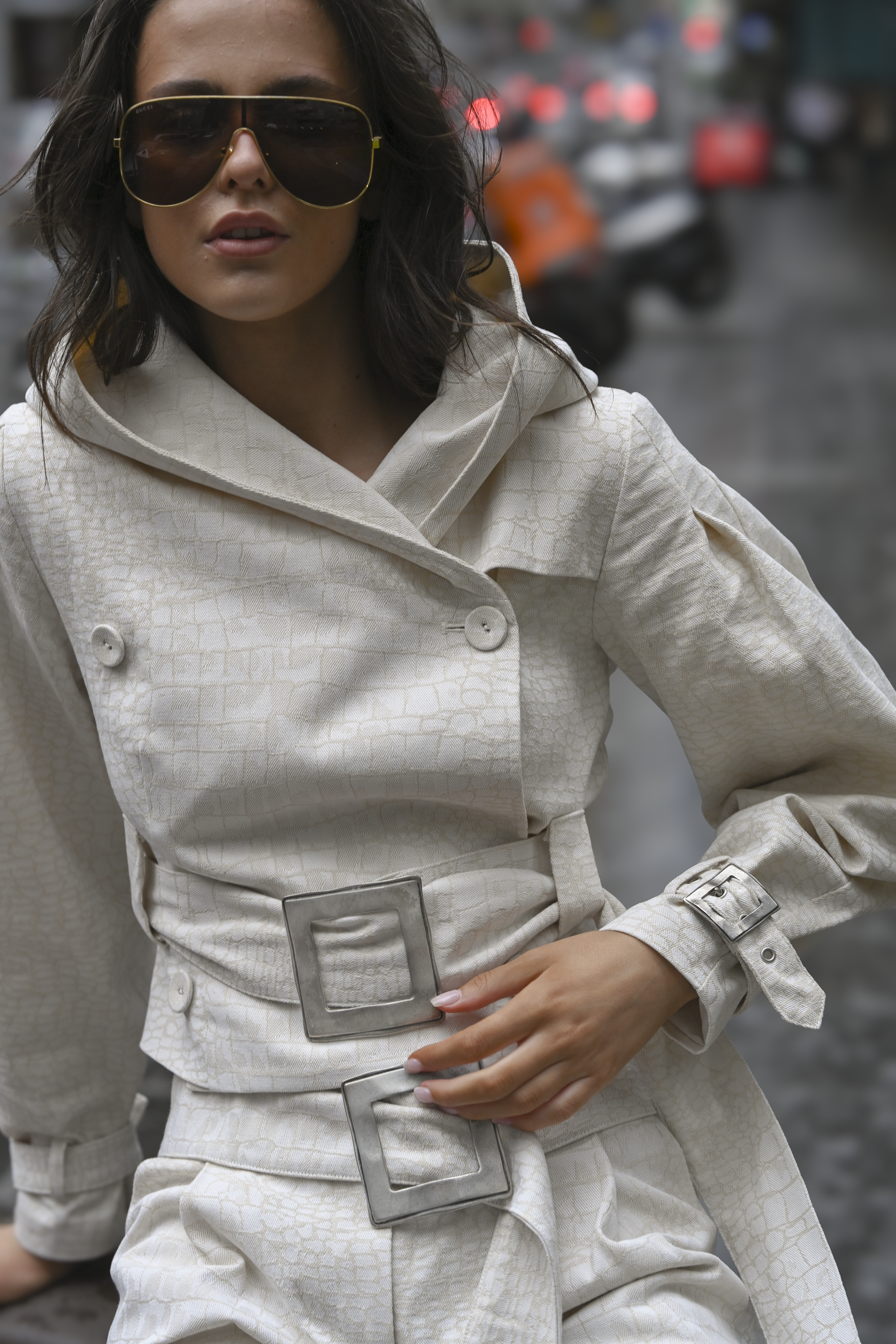 Ganna Belted Jacket — Snakeskin Jacquard
