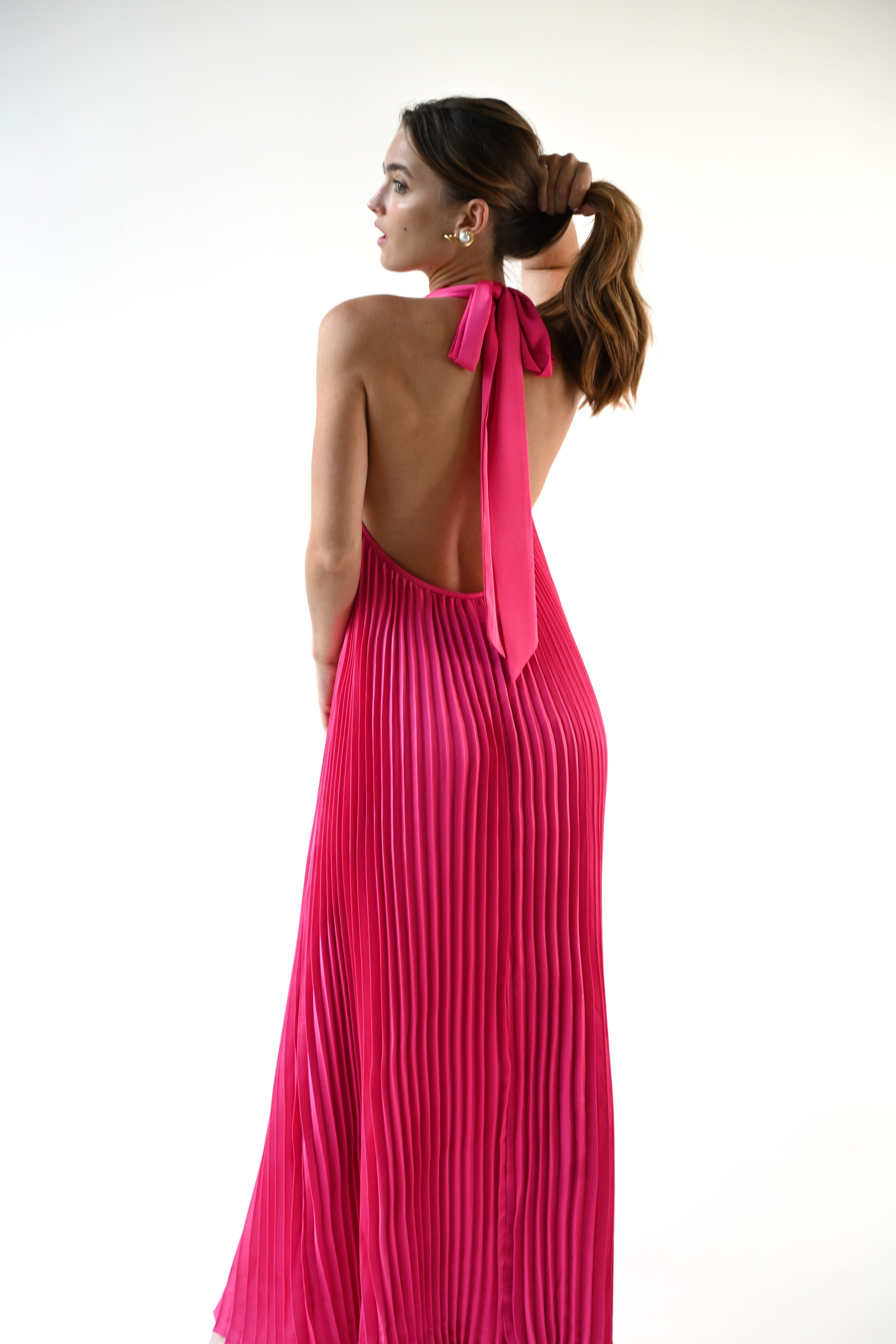 Valley Pleated Dress — Pink