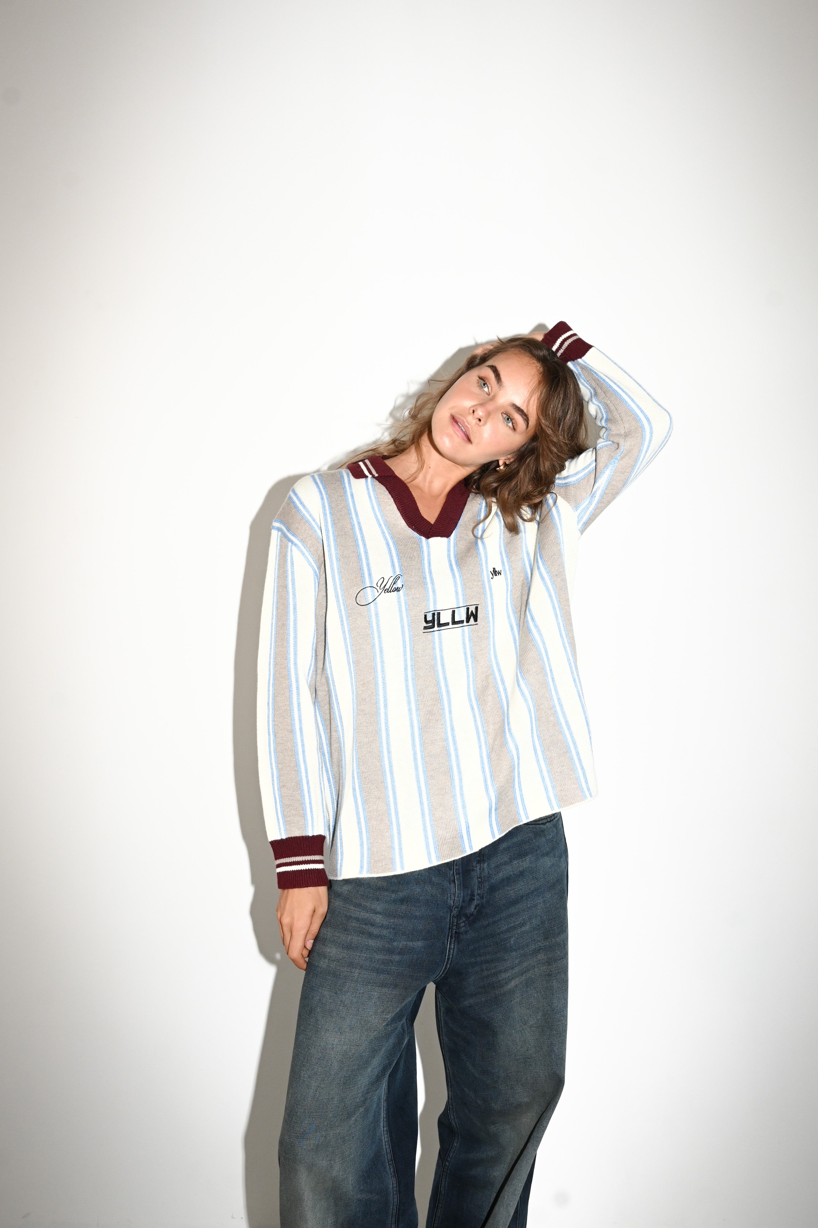 Racer Oversized Knit — Neutral Stripe