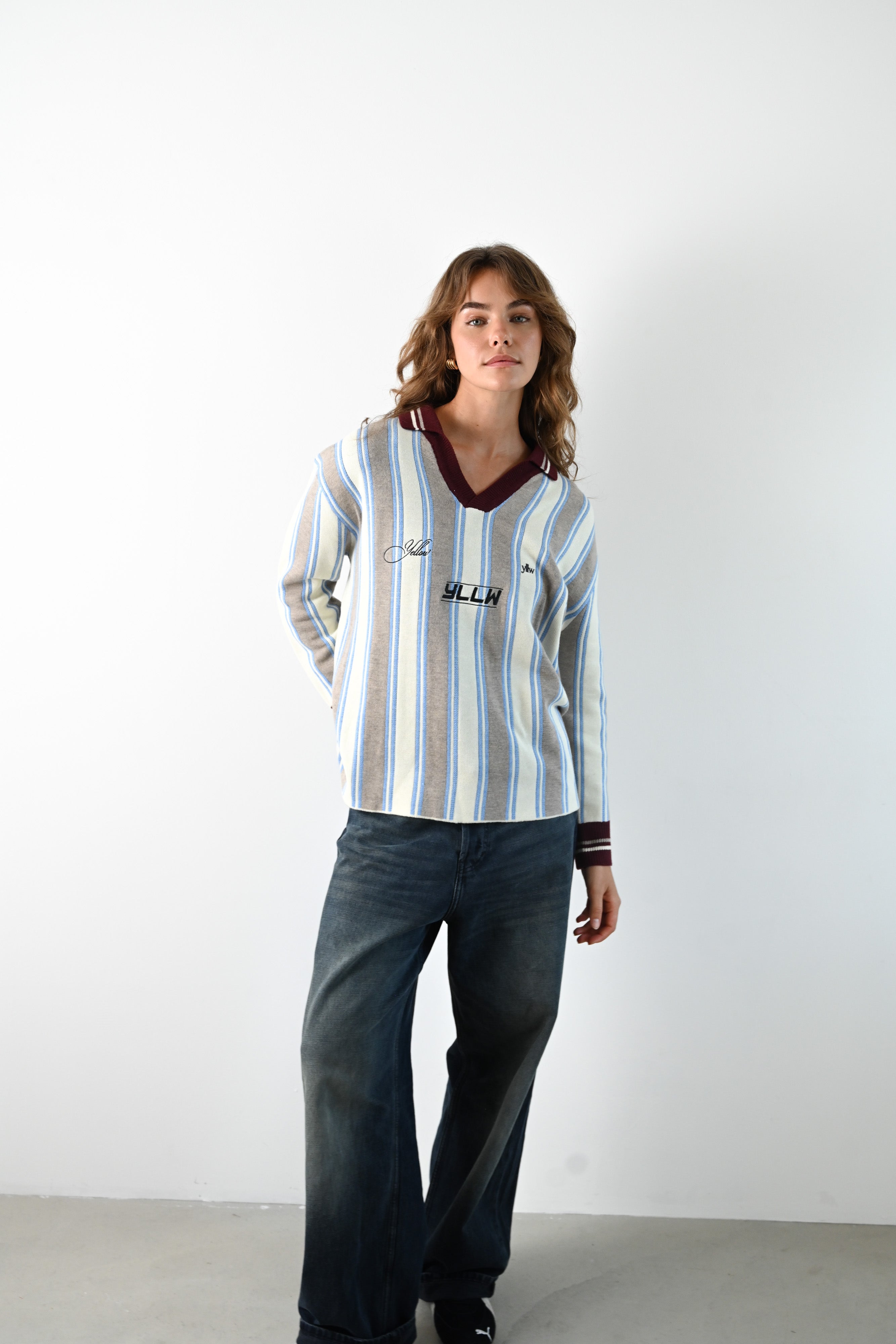 Racer Oversized Knit — Neutral Stripe