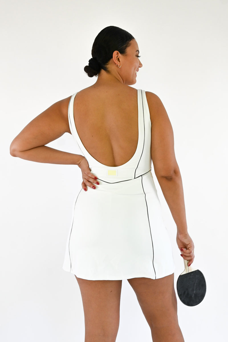 Reese Short Sleeve Tennis Dress — White