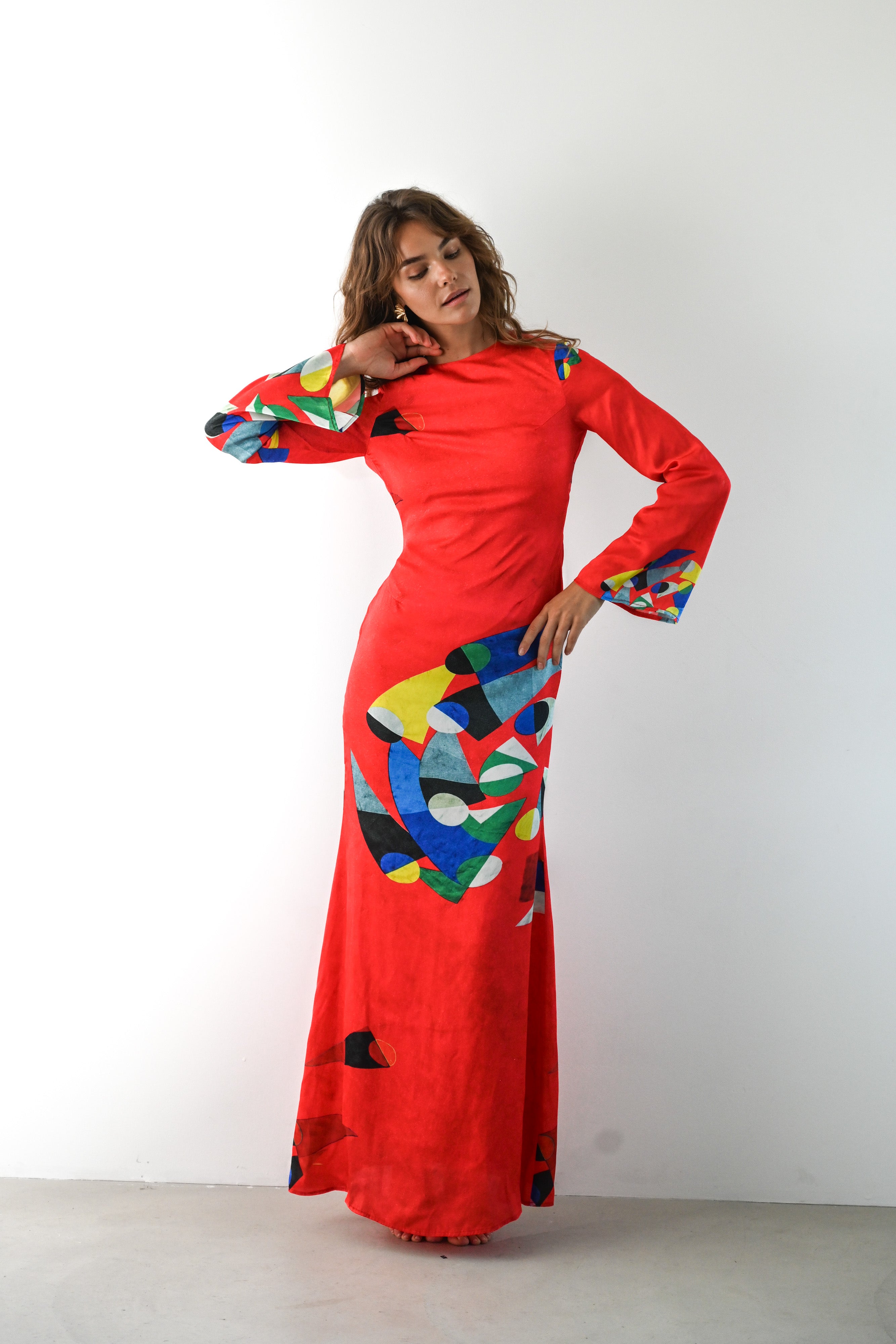 Nova Dress — Red Geometric