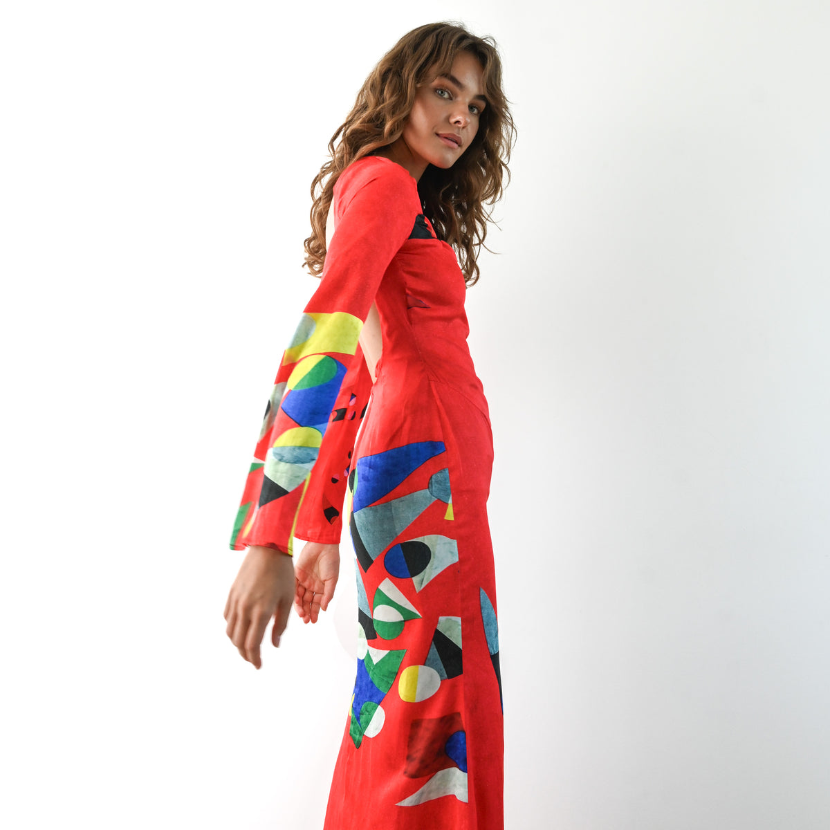 Yellow The Label — Nova Dress — Red Geometric S