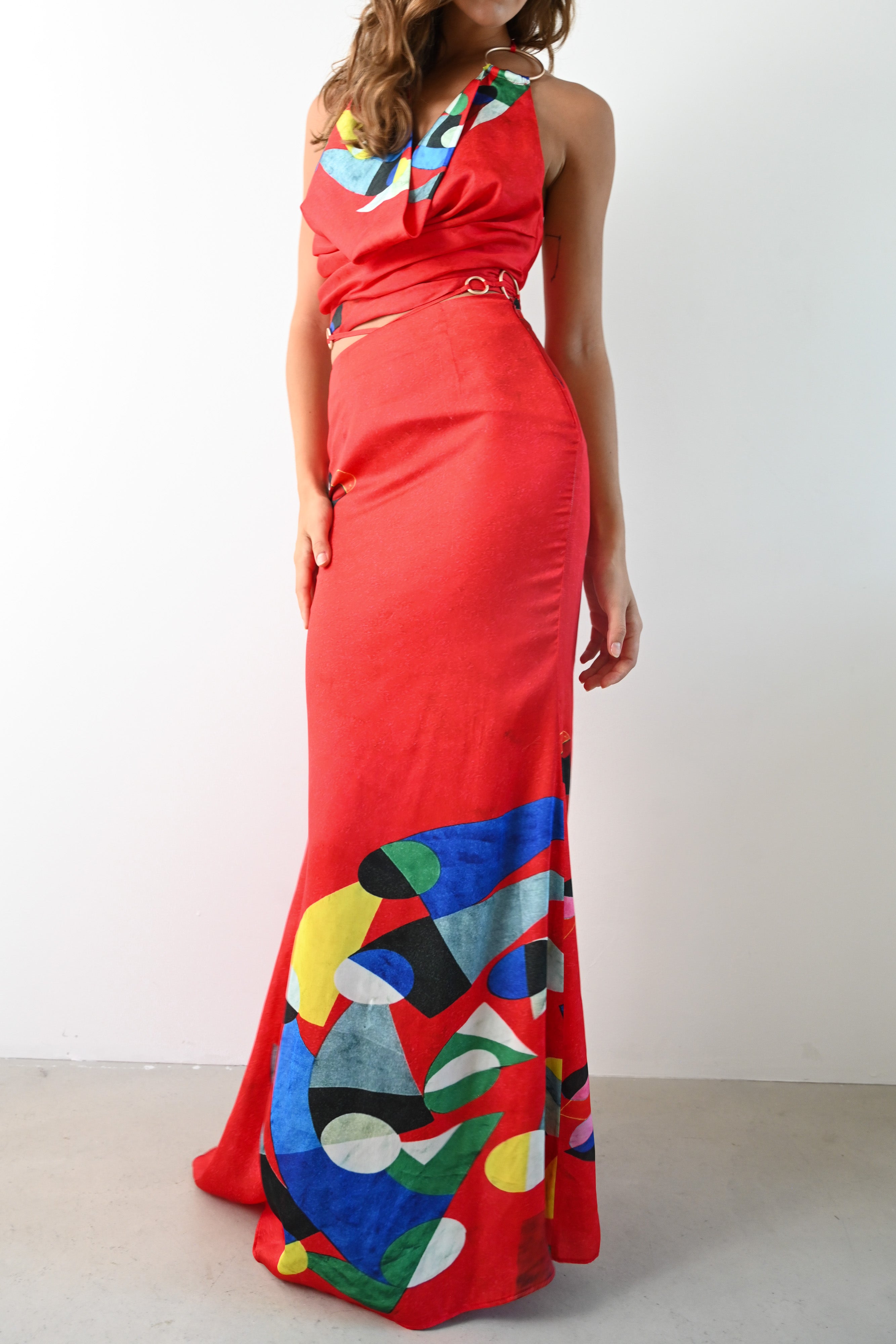 Atlis Ring Skirt — Red Geometric