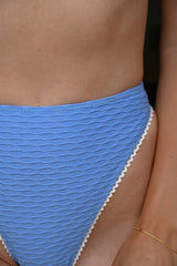 Larsen Textured Trim Bottoms — Blue Honeycomb