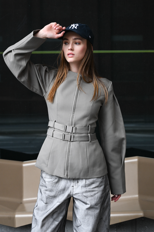 Vyana Belted Jacket — Slate