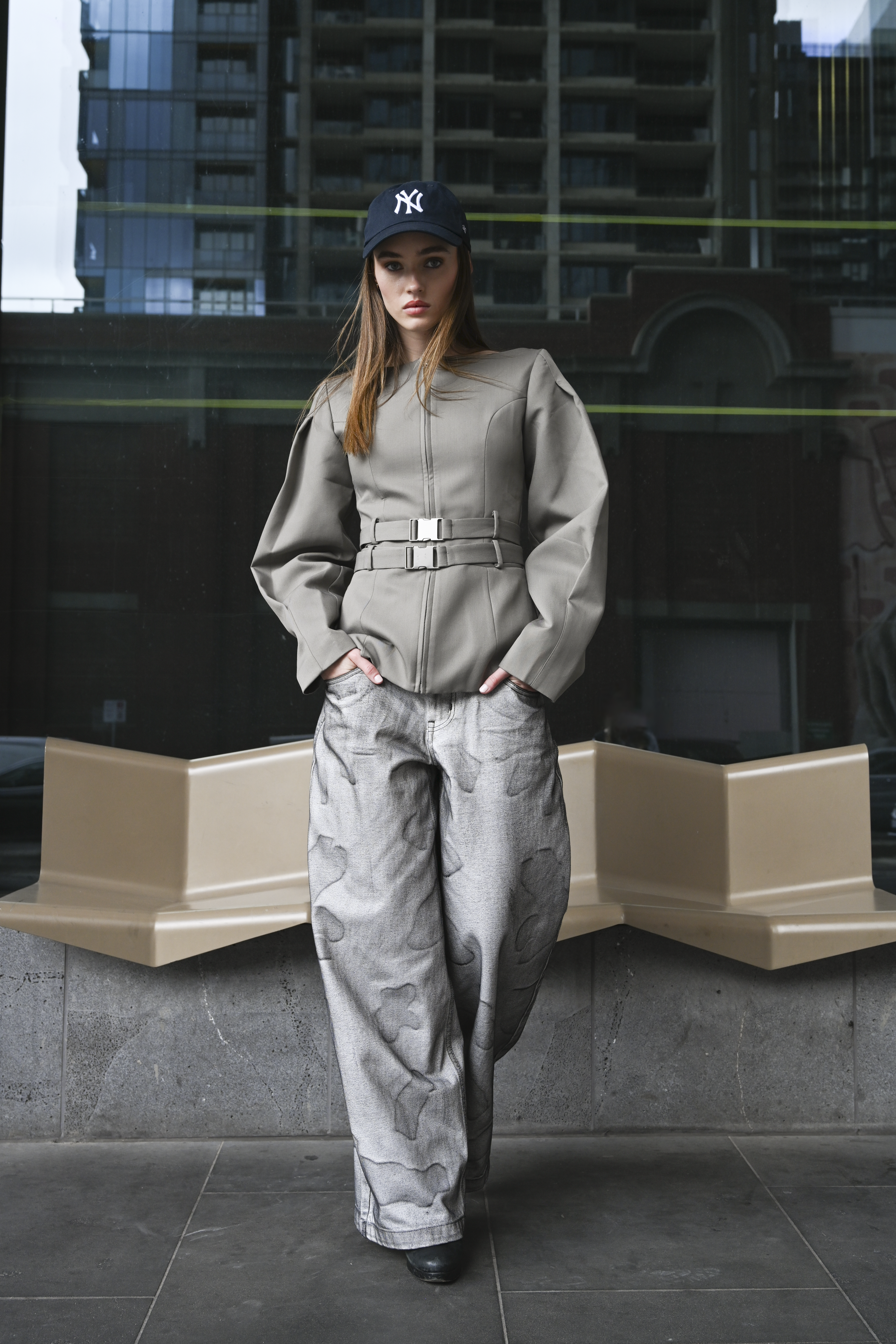 Vyana Belted Jacket — Slate